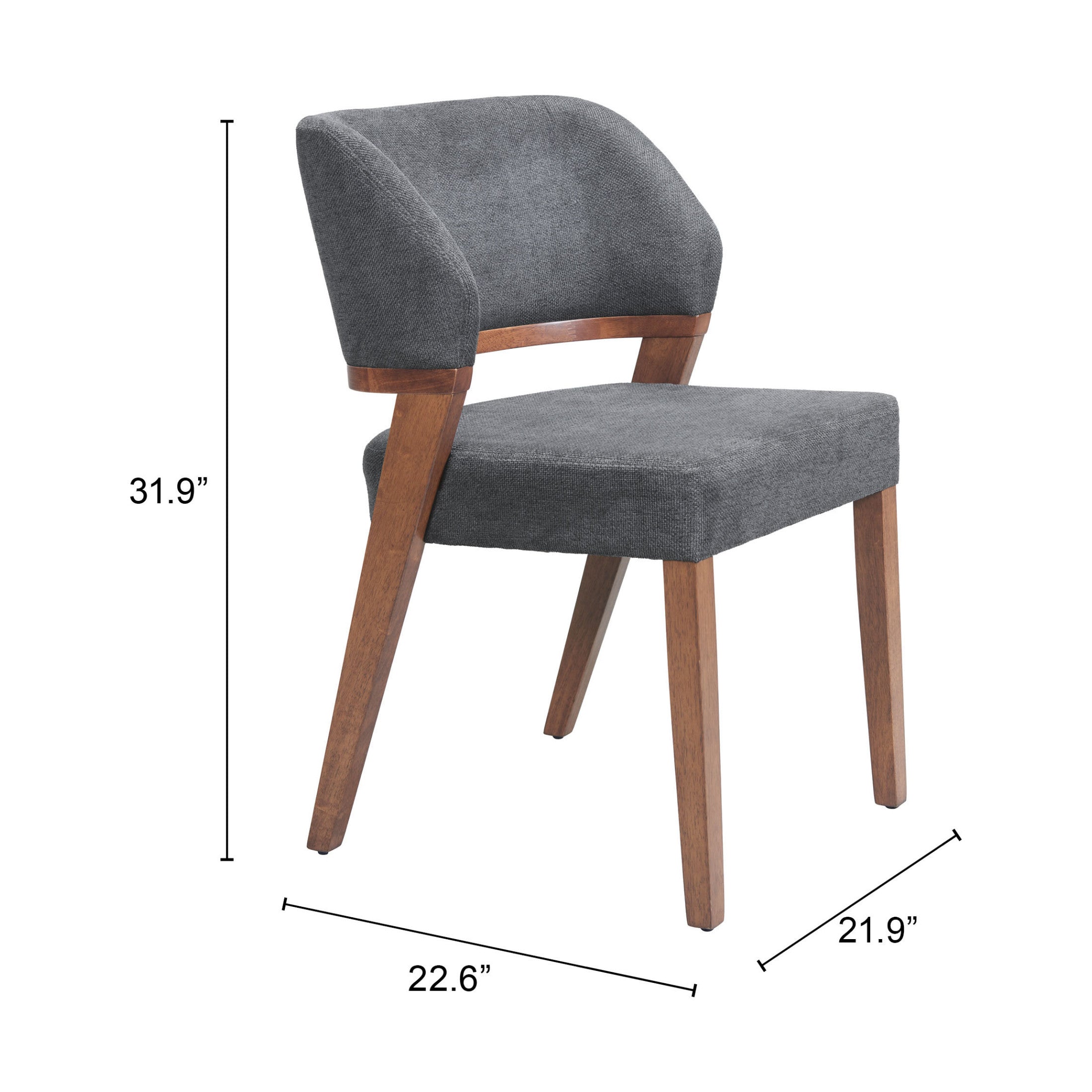 Sunobu Dining Chair (Set of 2) Azure Gray & Walnut