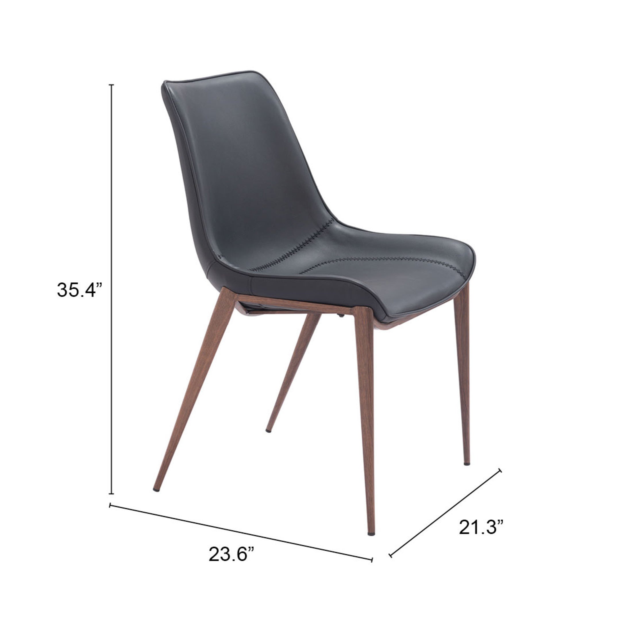 Magnus Dining Chair (Set of 2) Black & Walnut