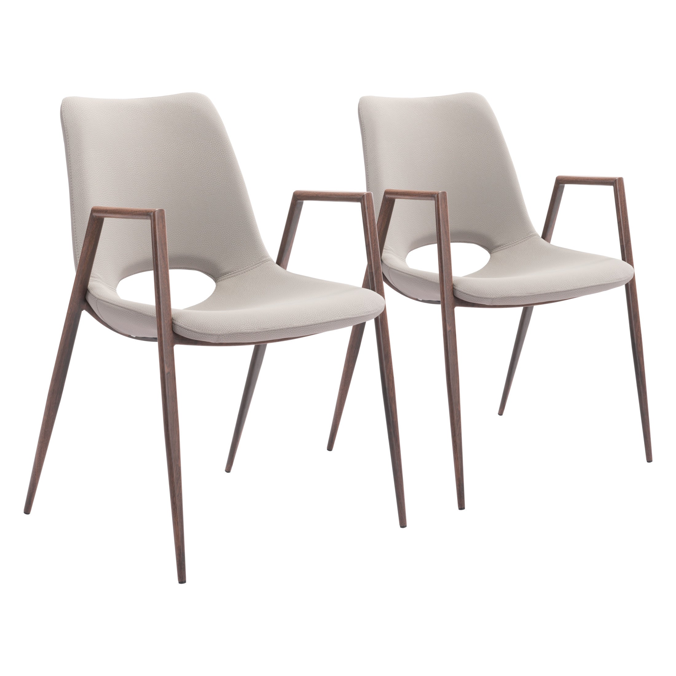 Desi Dining Chair (Set of 2) Beige & Walnut