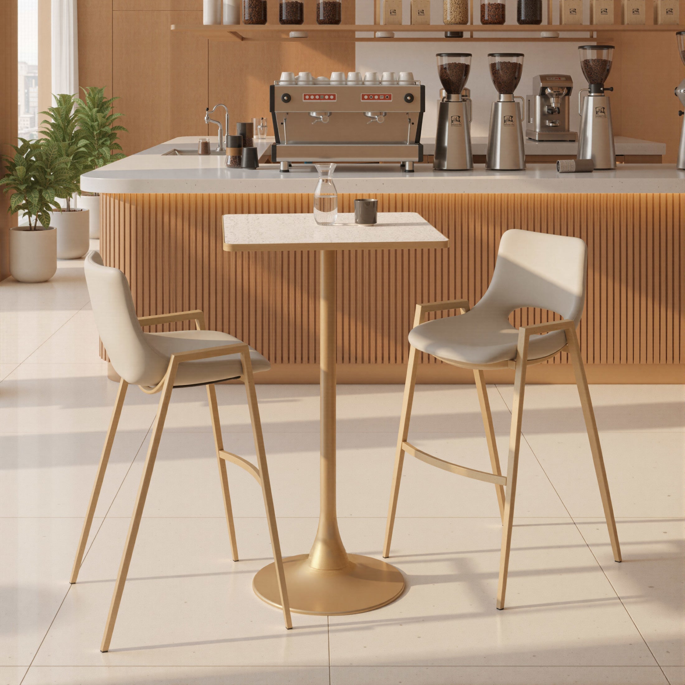Desi Barstool (Set of 2) Beige & Gold