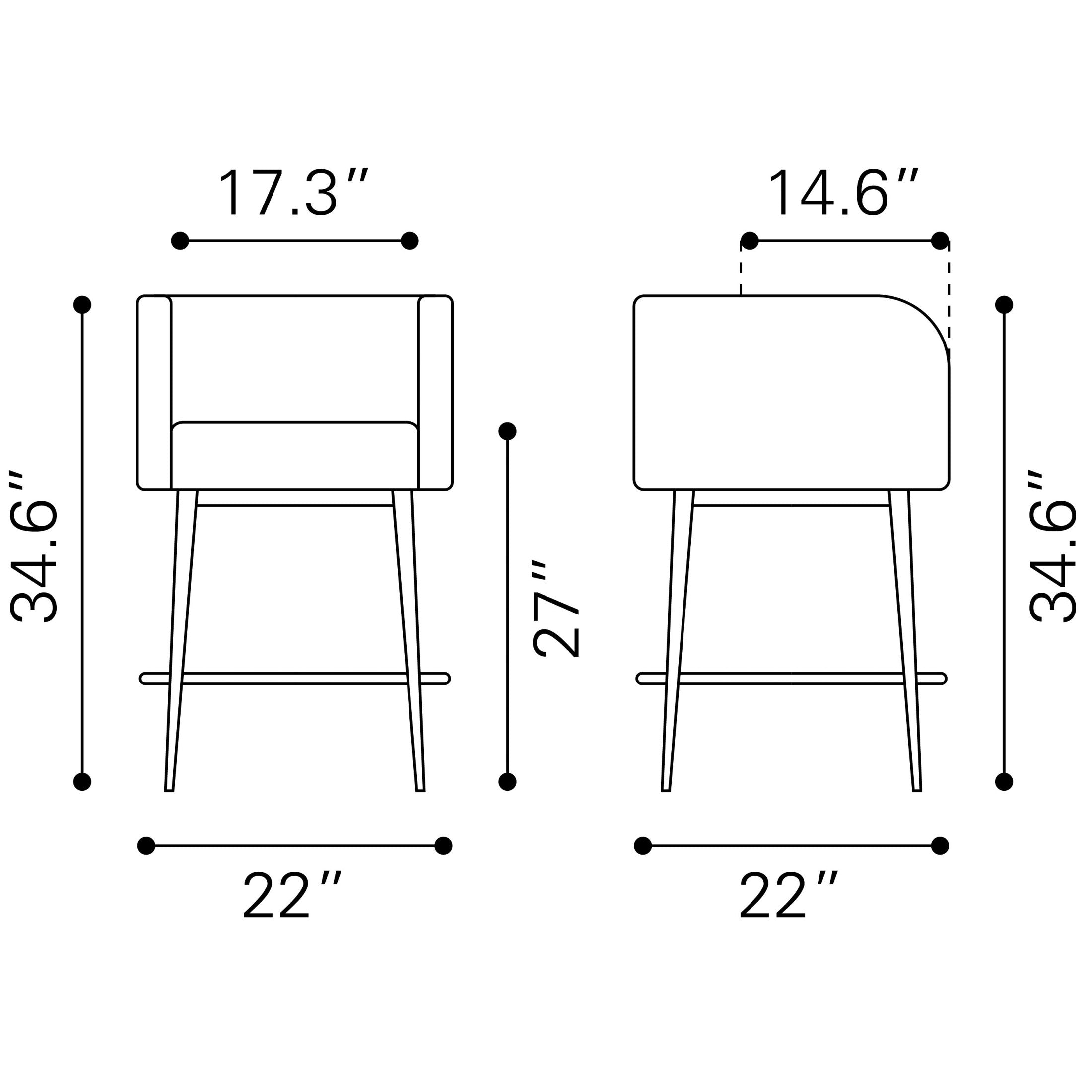 Horbat Counter Stool (Set of 2) Brown