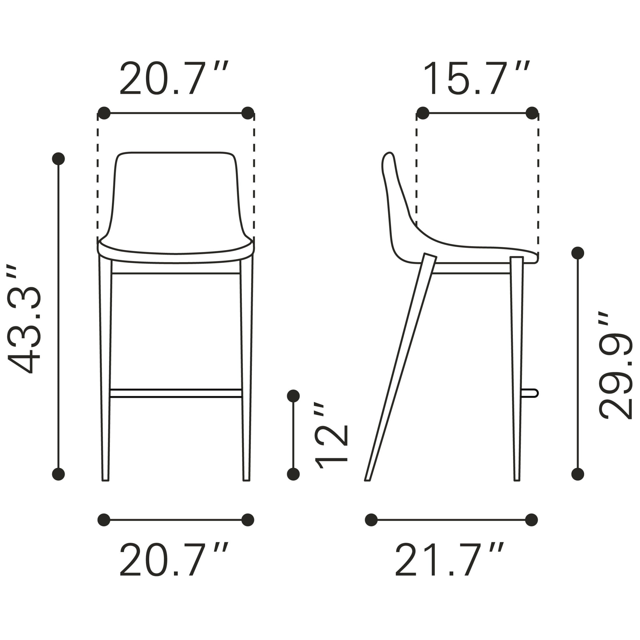 Magnus Barstool (Set of 2) Dark Gray & Black