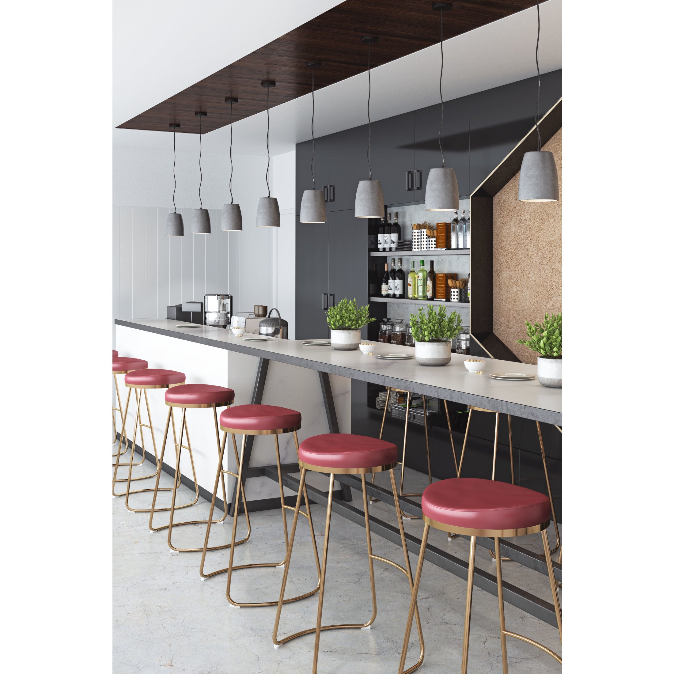 Bree Barstool (Set of 2) Burgundy & Gold