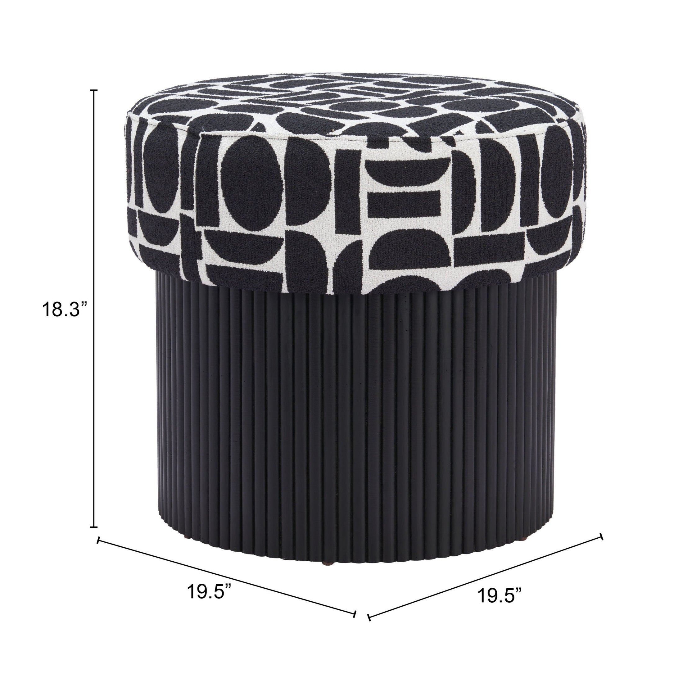 Boto Storage Ottoman Black & White