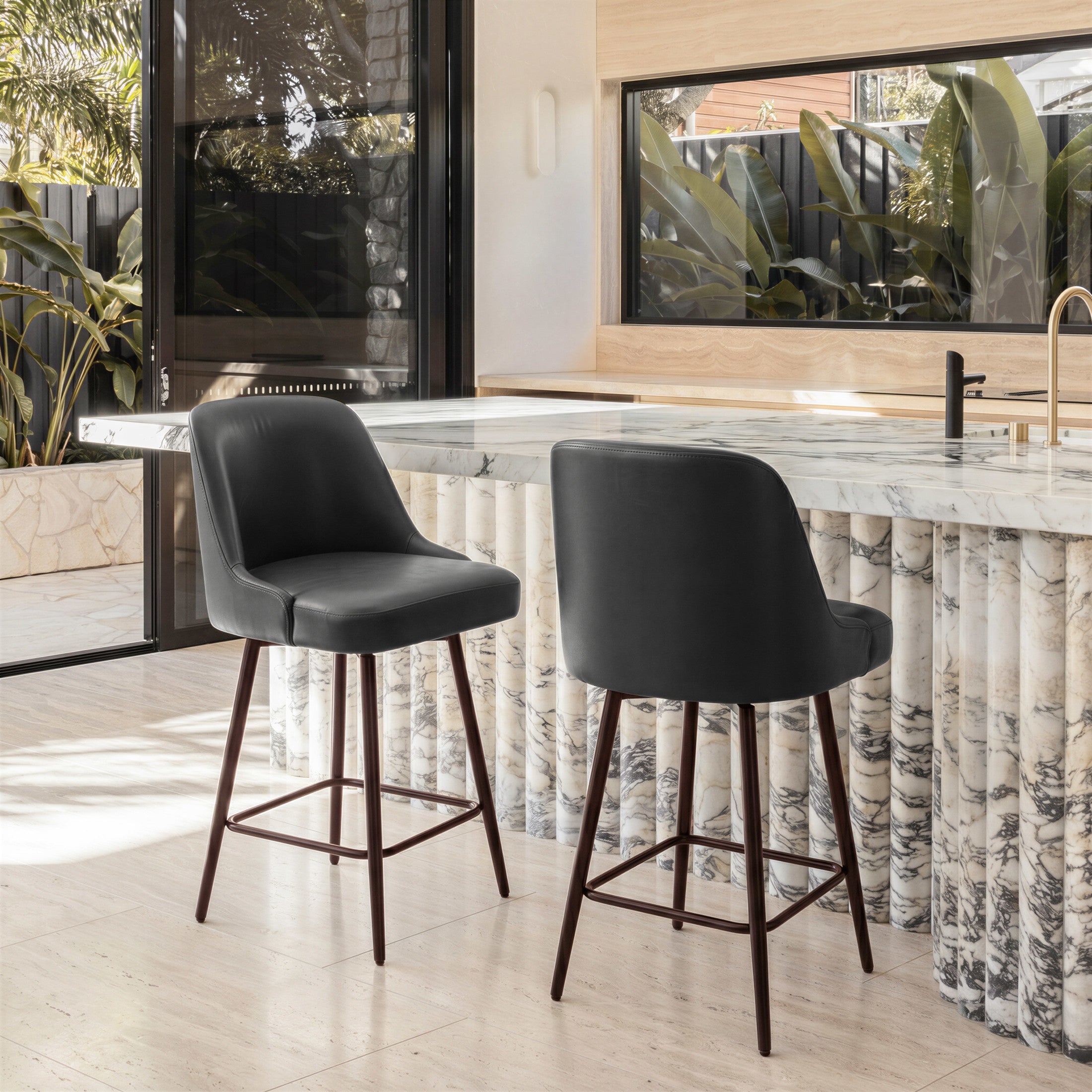 Keppel Swivel Counter Stool Black & Bronze