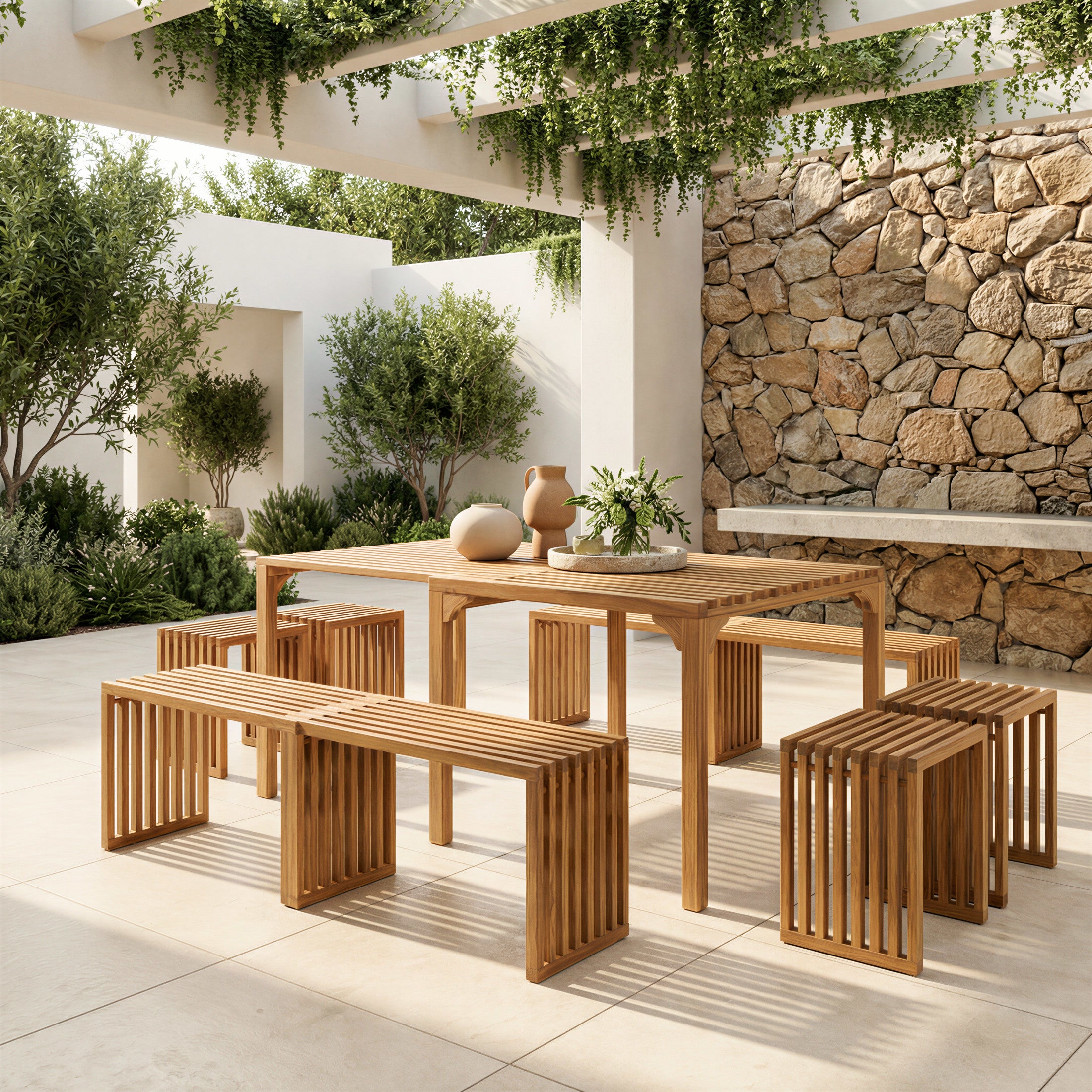Riviera Extendable Bench (Set of 2) Natural