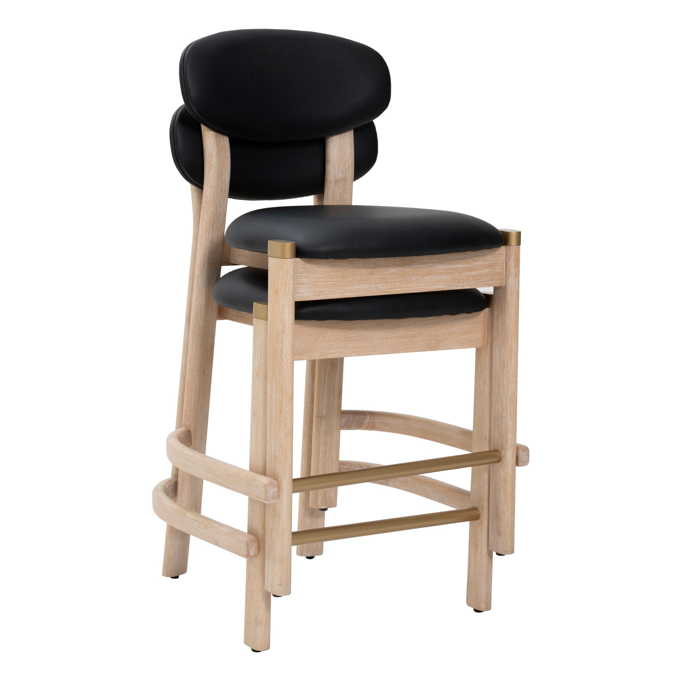 Rilou Counter Stool (Set of 2) Black & Natural