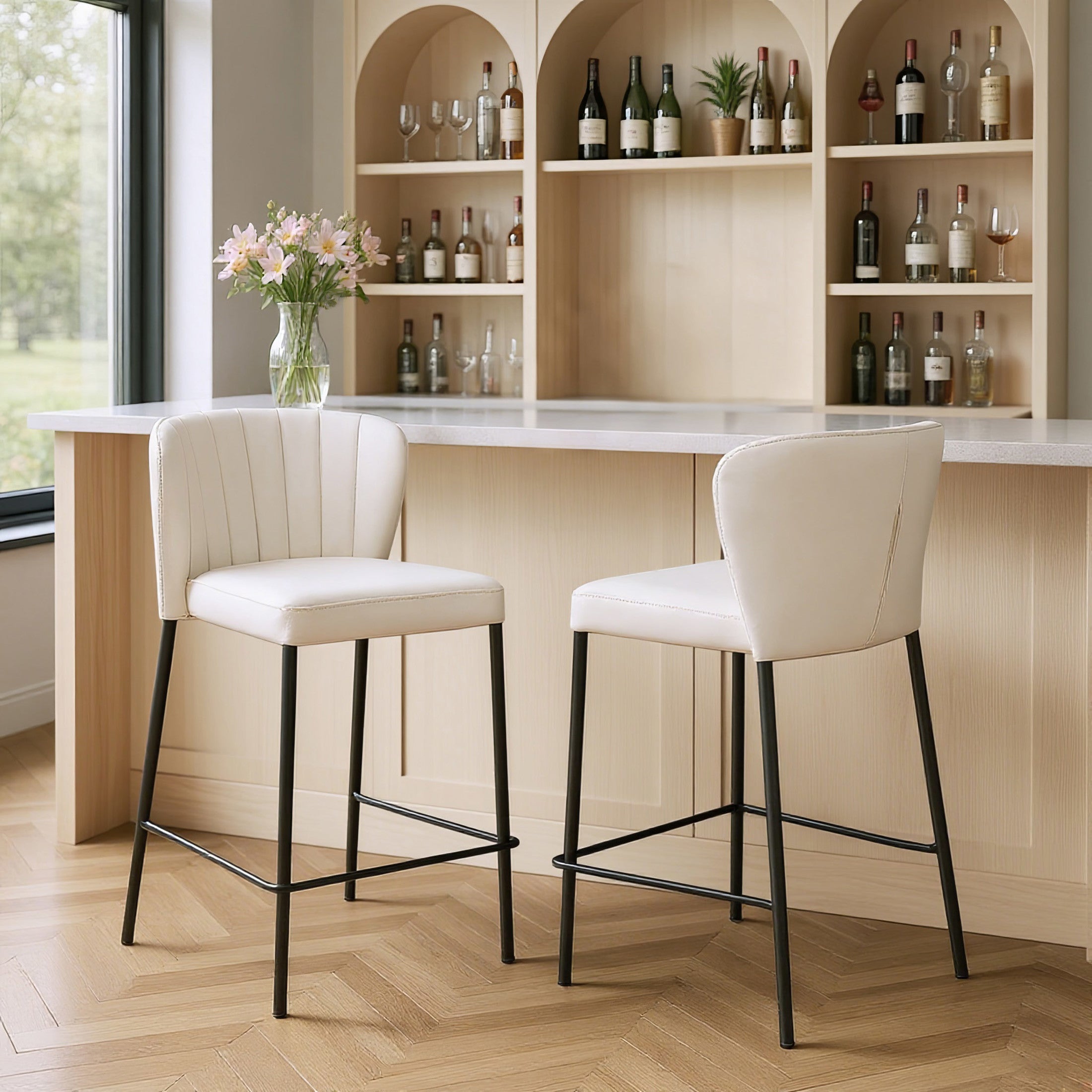 Linz Counter Stool (Set of 2) Cream