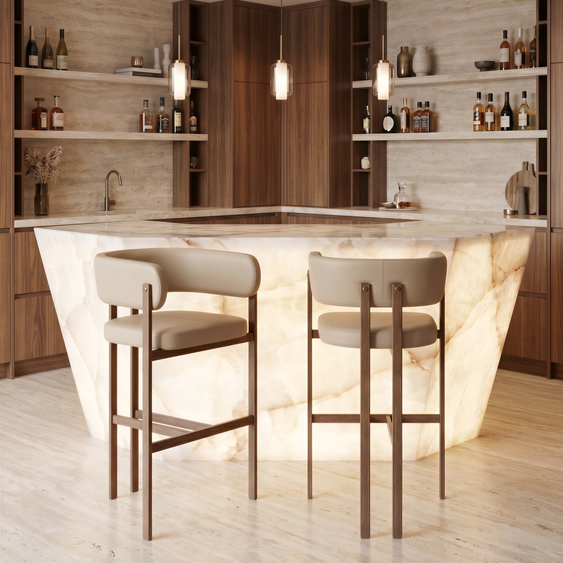 Ruge Barstool (Set of 2) Beige