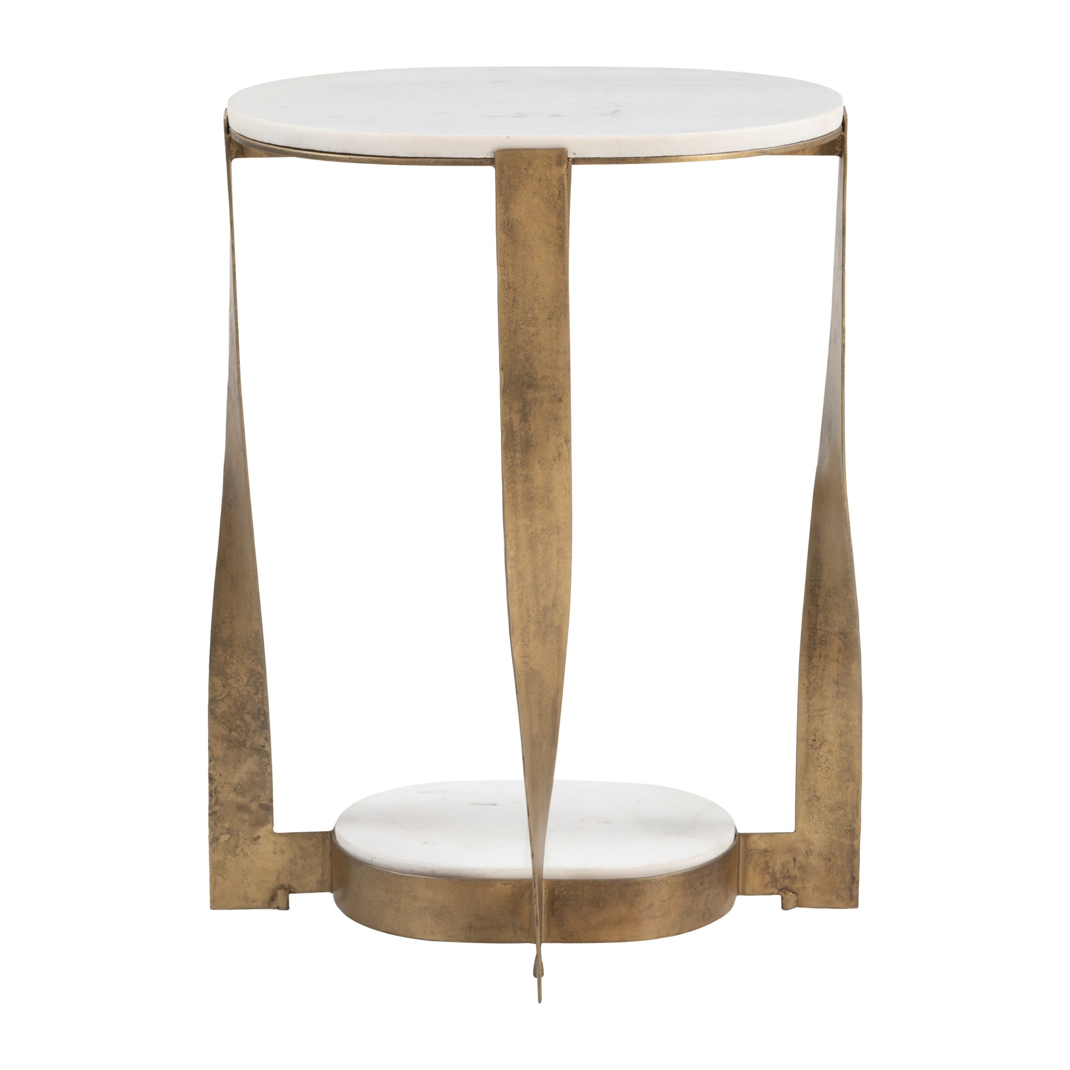 Orion Accent Table White & Brass