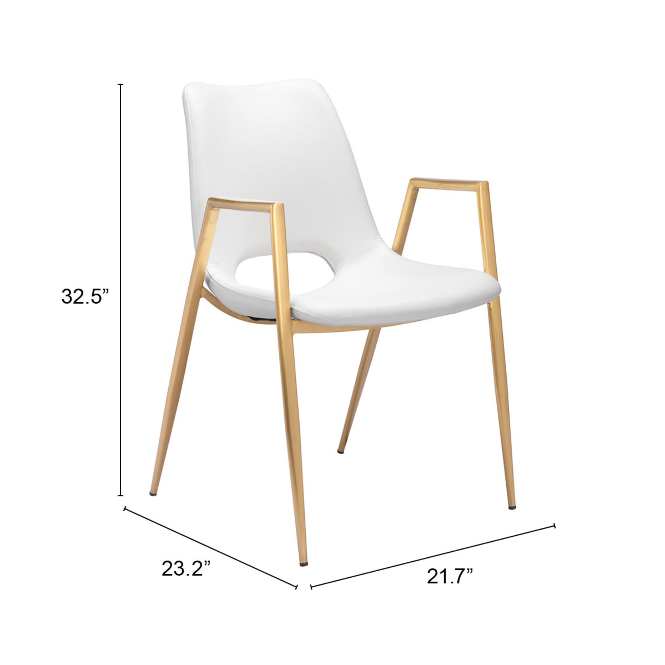Desi Dining Chair (Set of 2) White & Gold