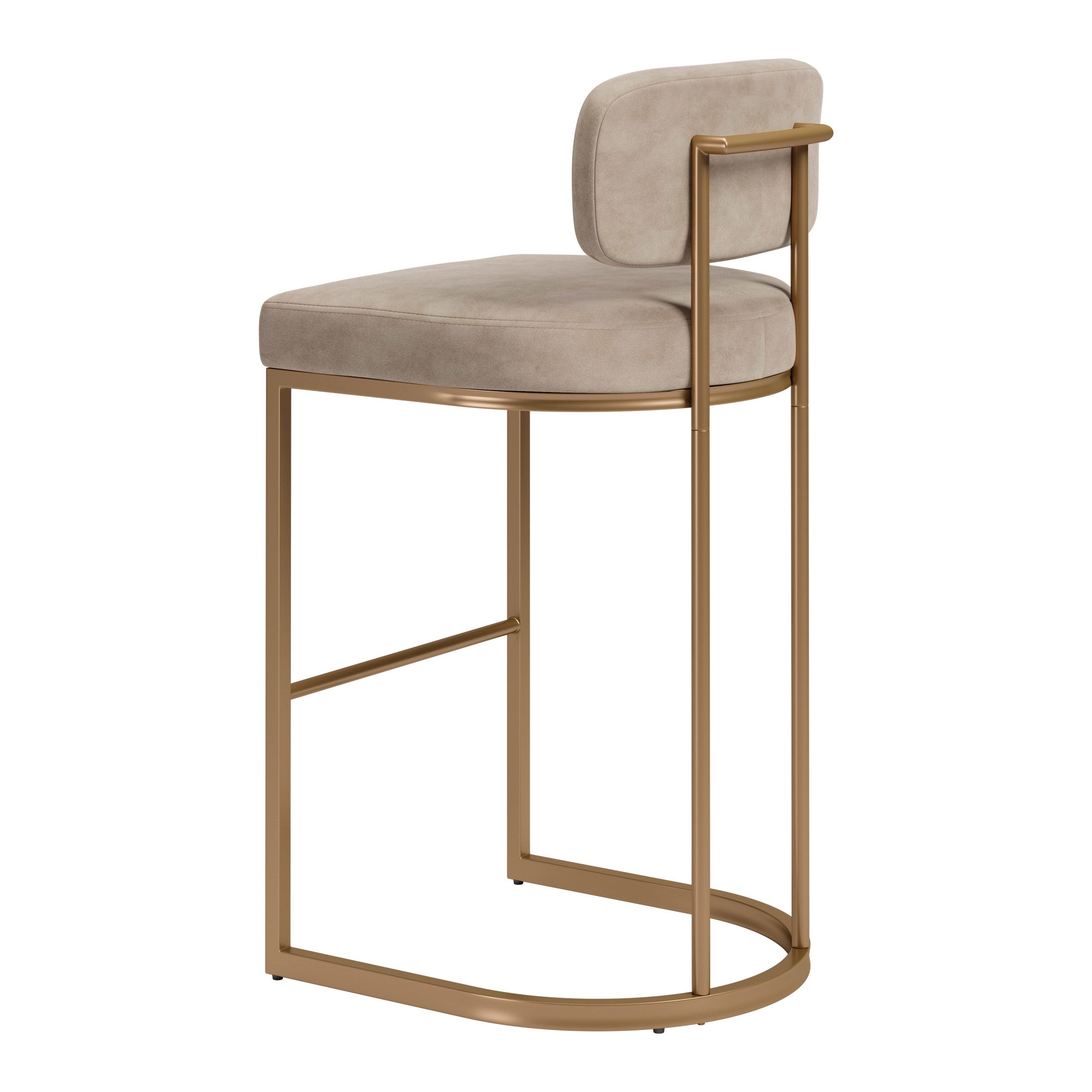 Velar Barstool (Set of 2) Beige & Bronze