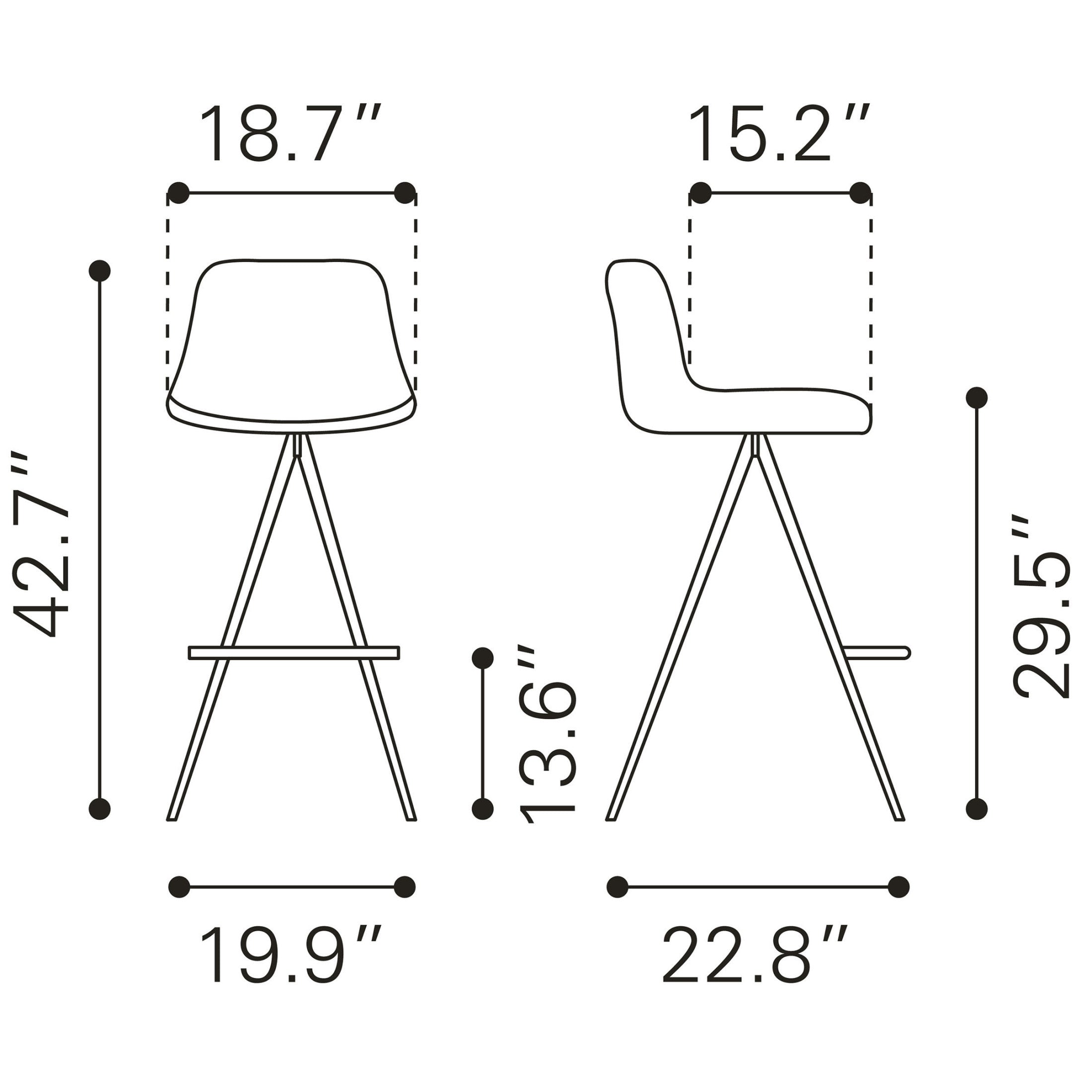 Aki Barstool (Set of 2) White & Walnut