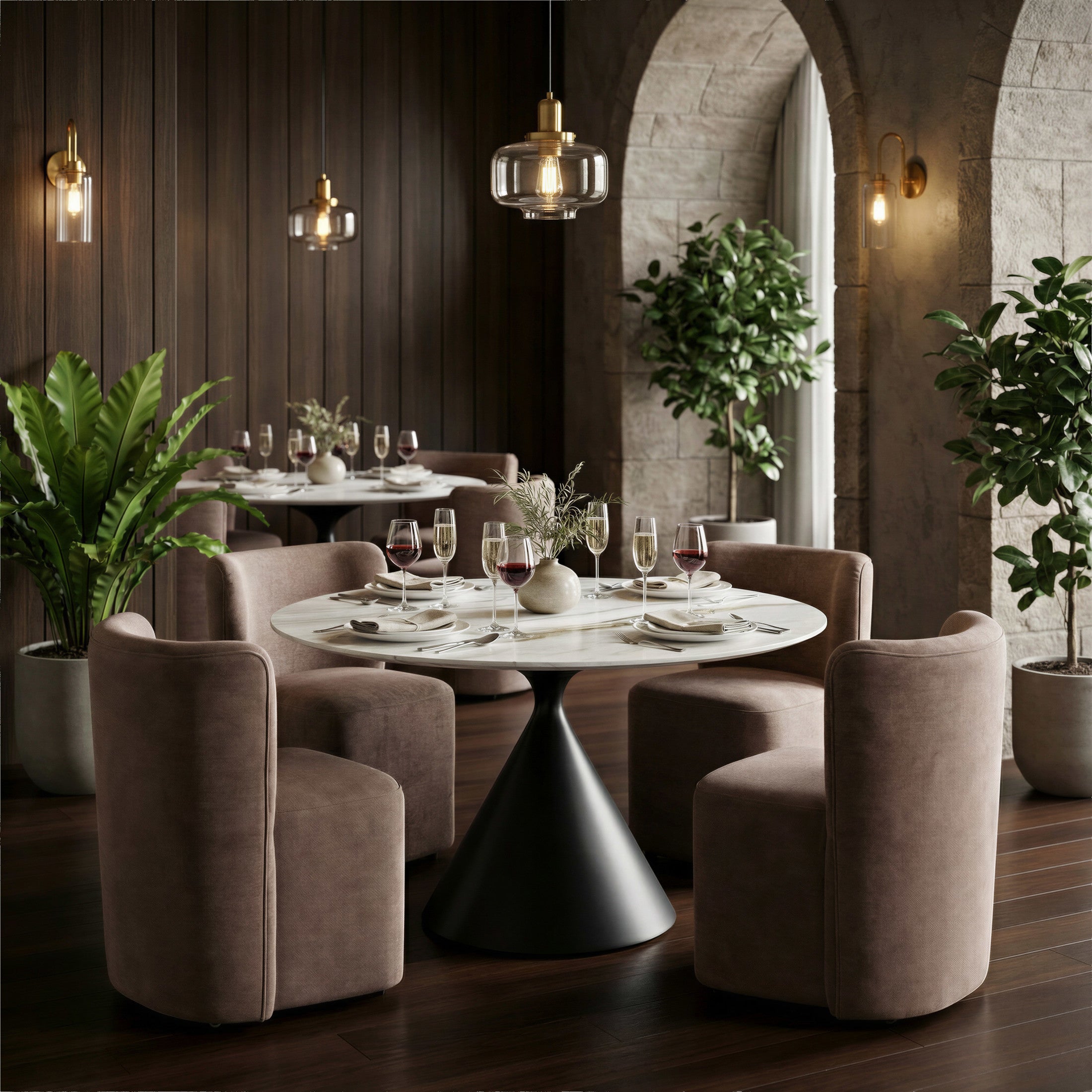 Bambun Dining Chair with Wheels Taupe