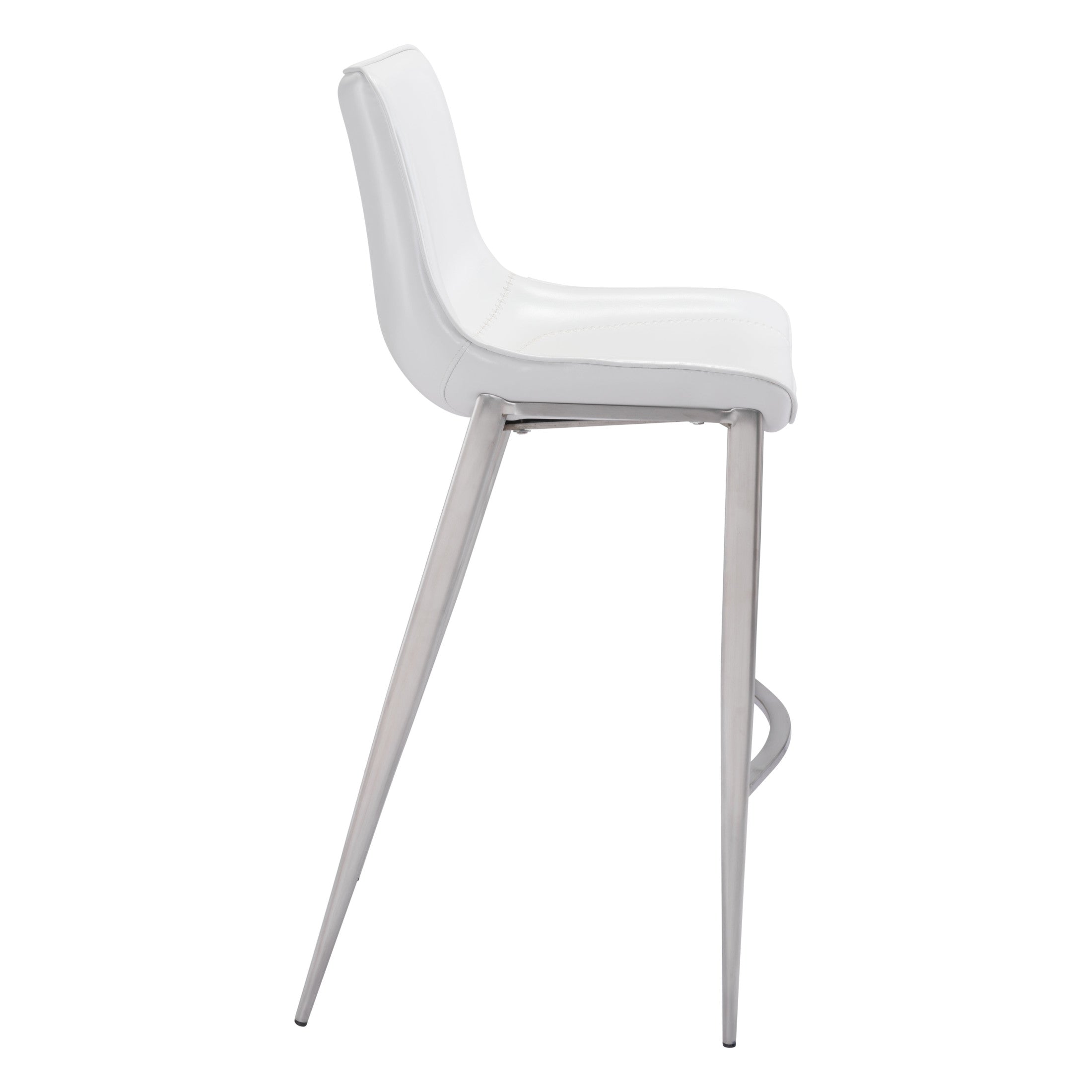 Magnus Barstool (Set of 2) White & Silver