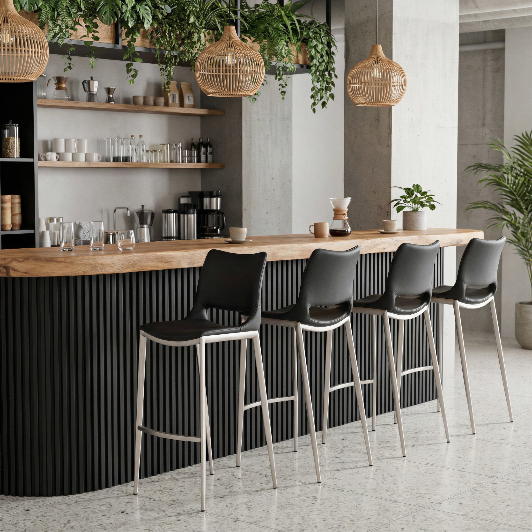 Ace Barstool (Set of 2) Black & Silver
