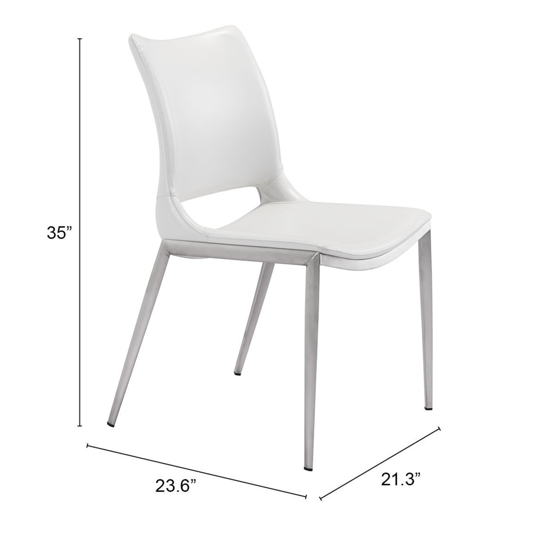 Ace Dining Chair (Set of 2) White & Silver