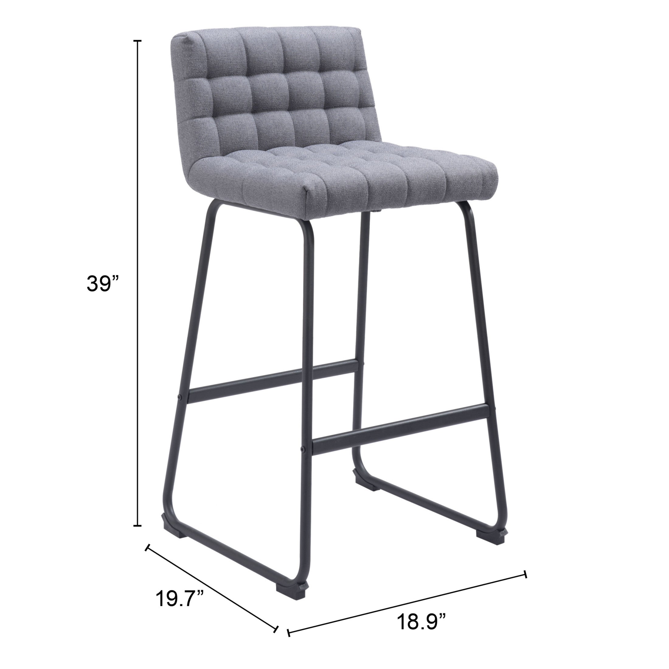 Pago Barstool (Set of 2) Gray