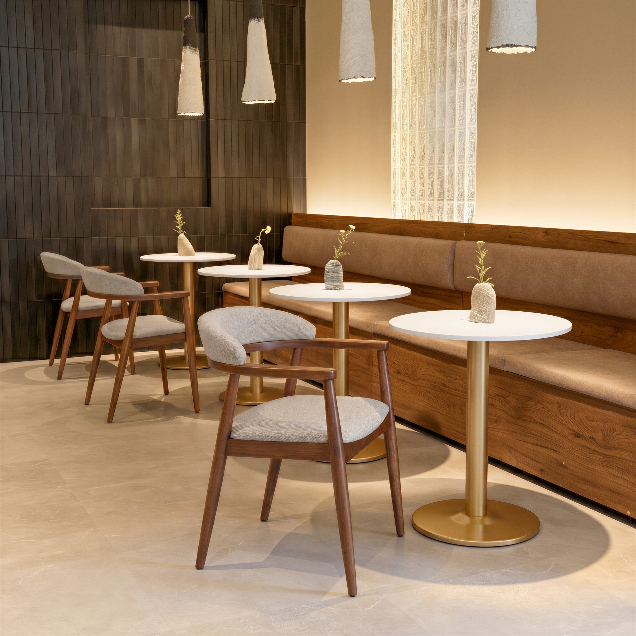 Goka Dining Chair Beige & Walnut