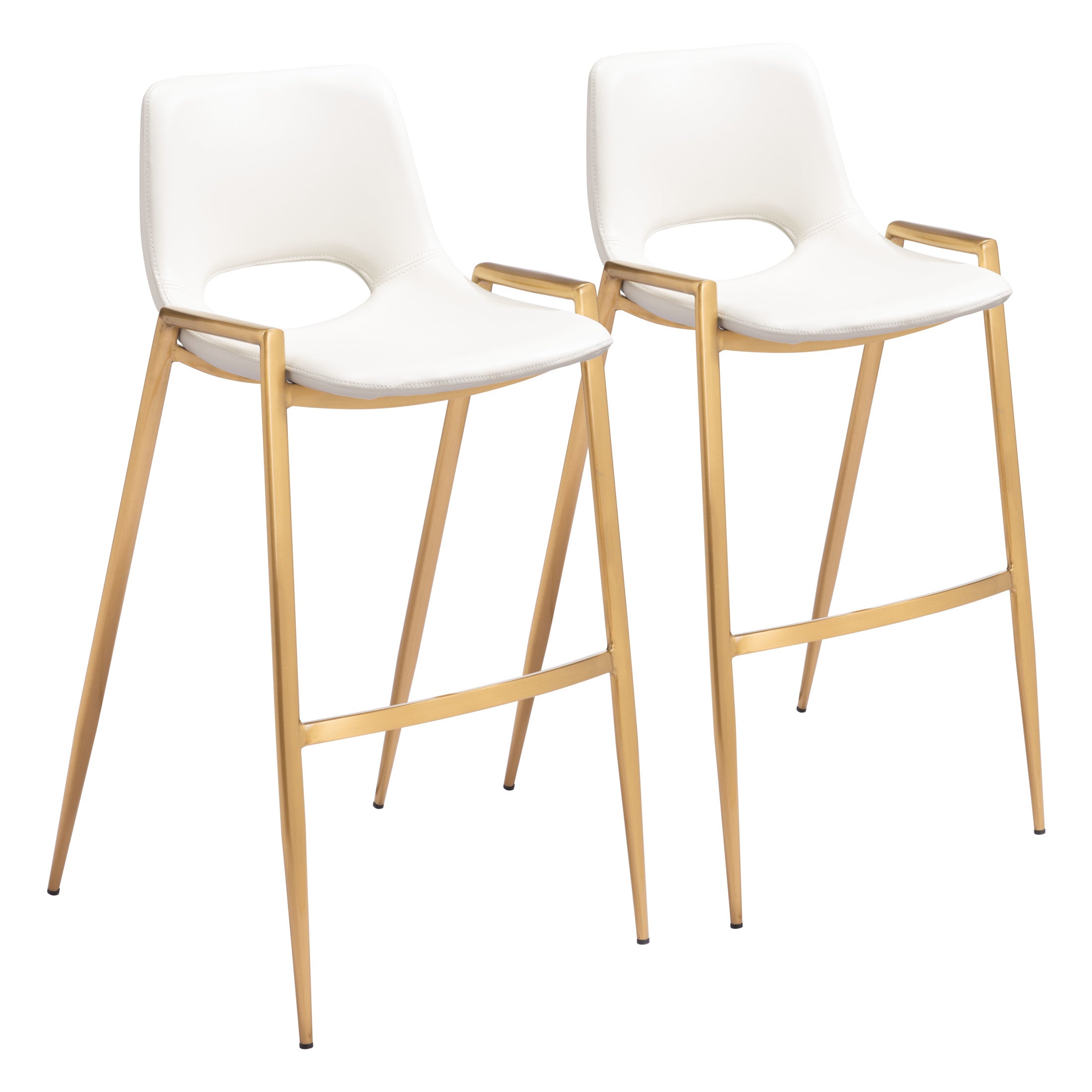 Desi Barstool (Set of 2) White & Gold