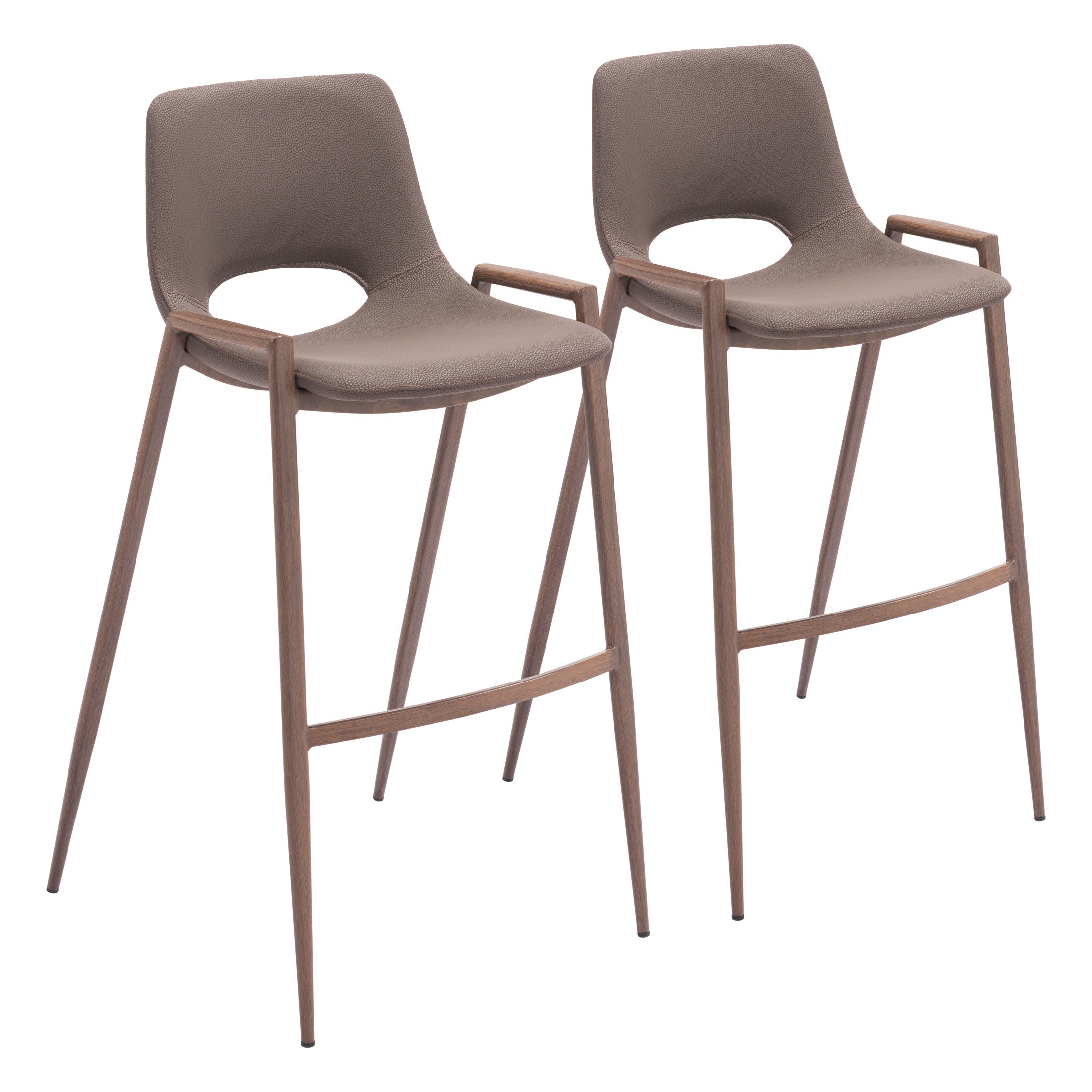 Desi Barstool (Set of 2) Brown & Walnut