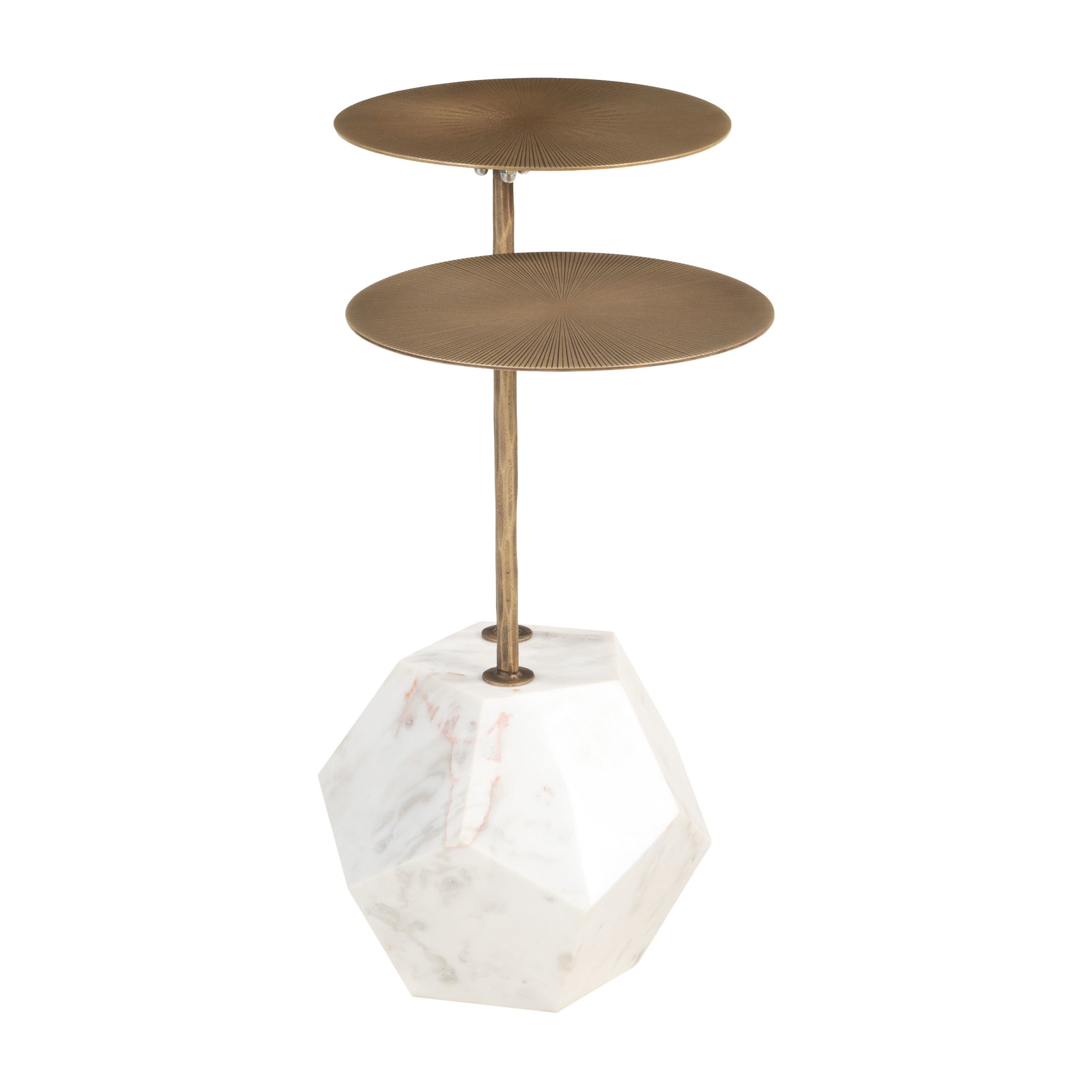 Anten Side Table Brass & White