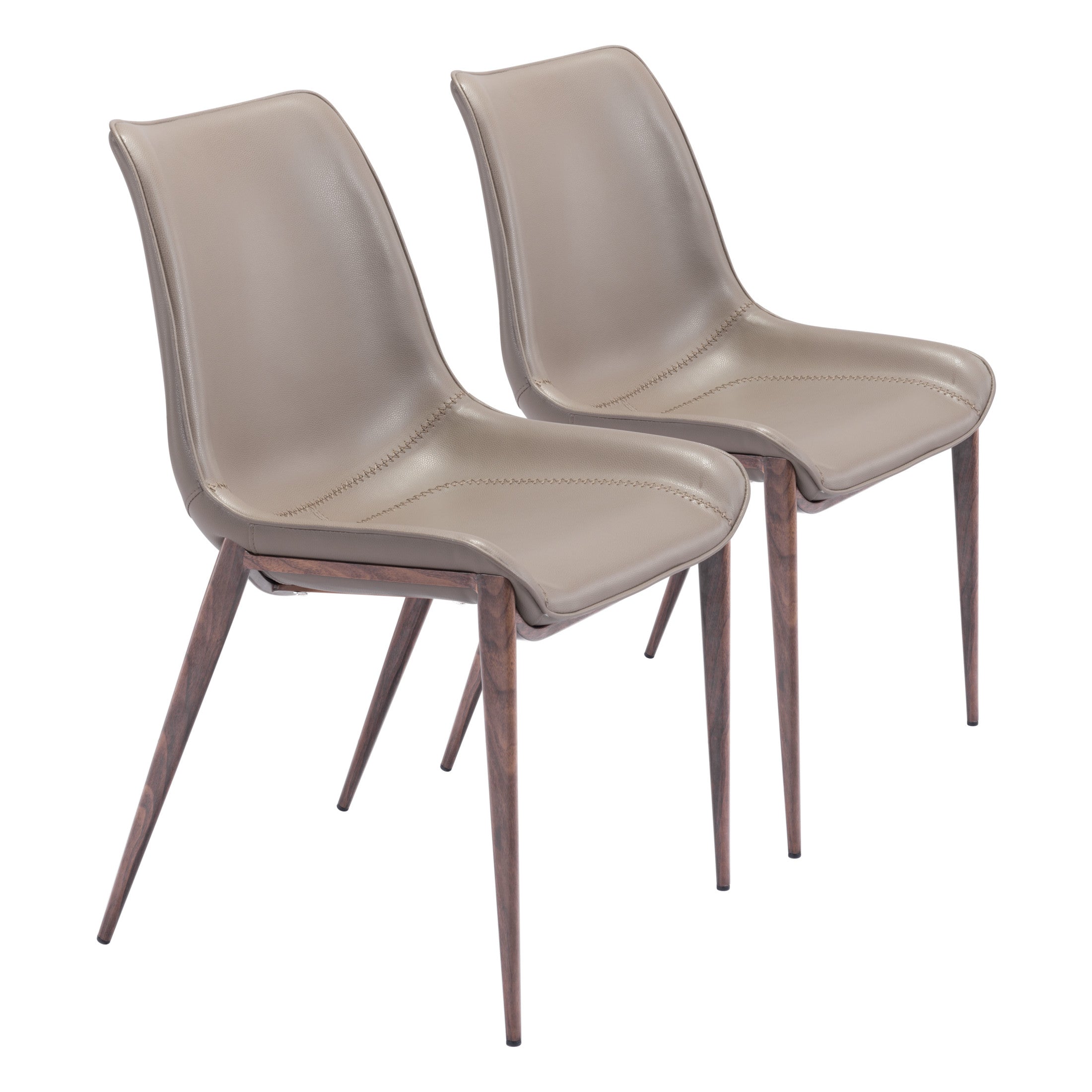Magnus Dining Chair (Set of 2) Brown & Walnut