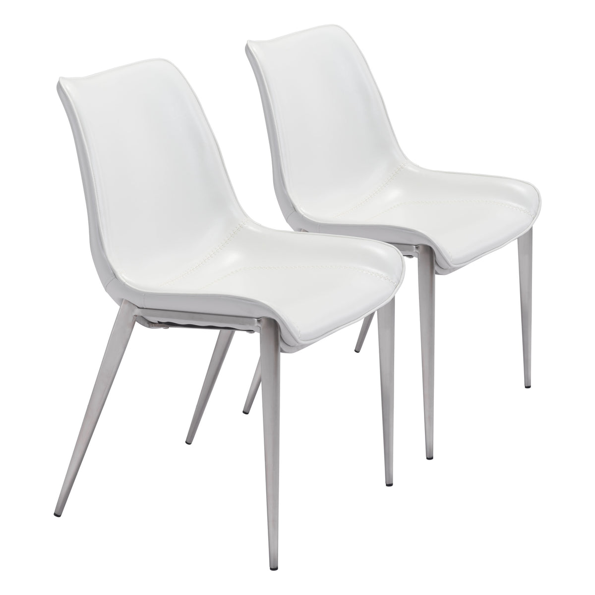 Magnus Dining Chair (Set of 2) White & Silver