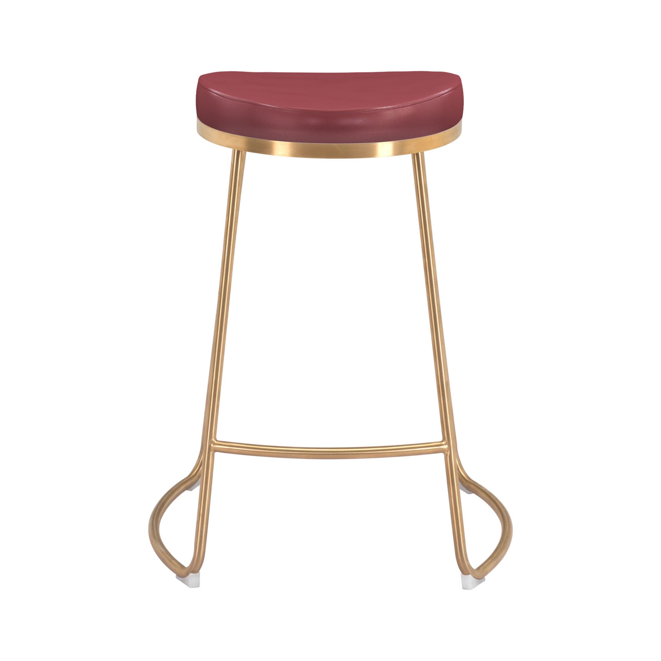Bree Counter Stool (Set of 2) Burgundy & Gold