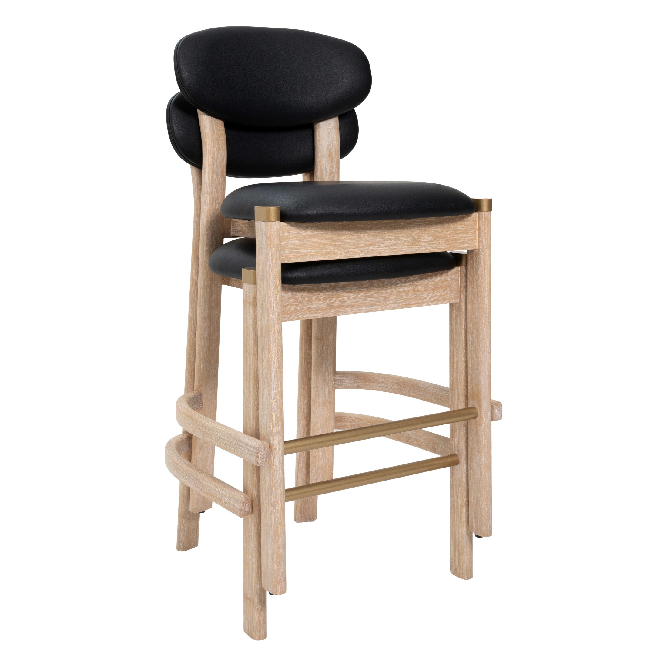 Rilou Barstool (Set of 2) Black & Natural