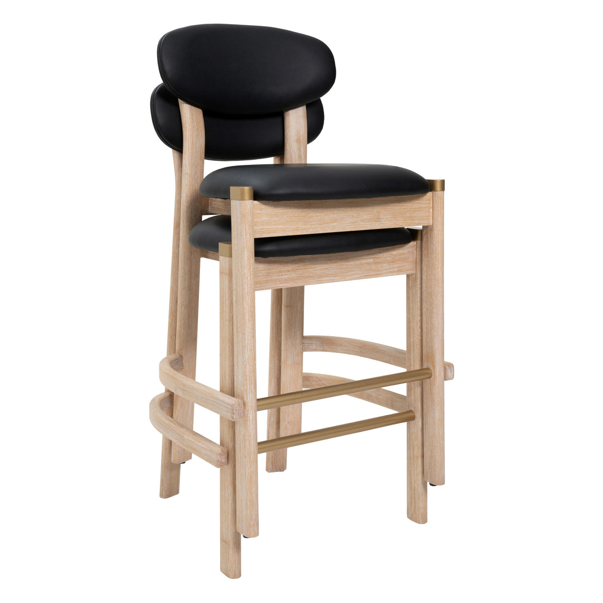 Rilou Barstool (Set of 2) Black & Natural