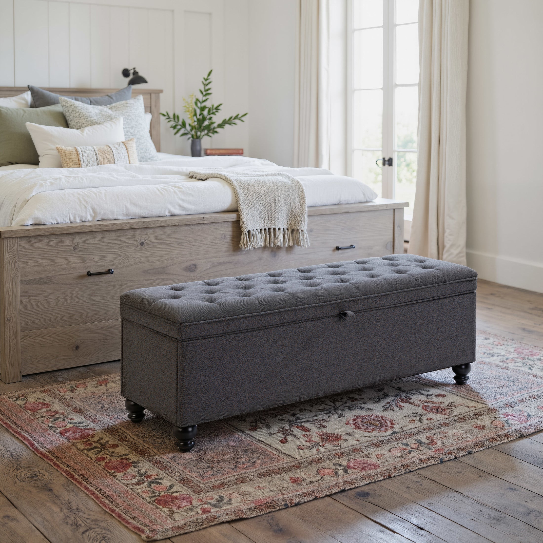 Halifax Storage Bench Gravel Gray