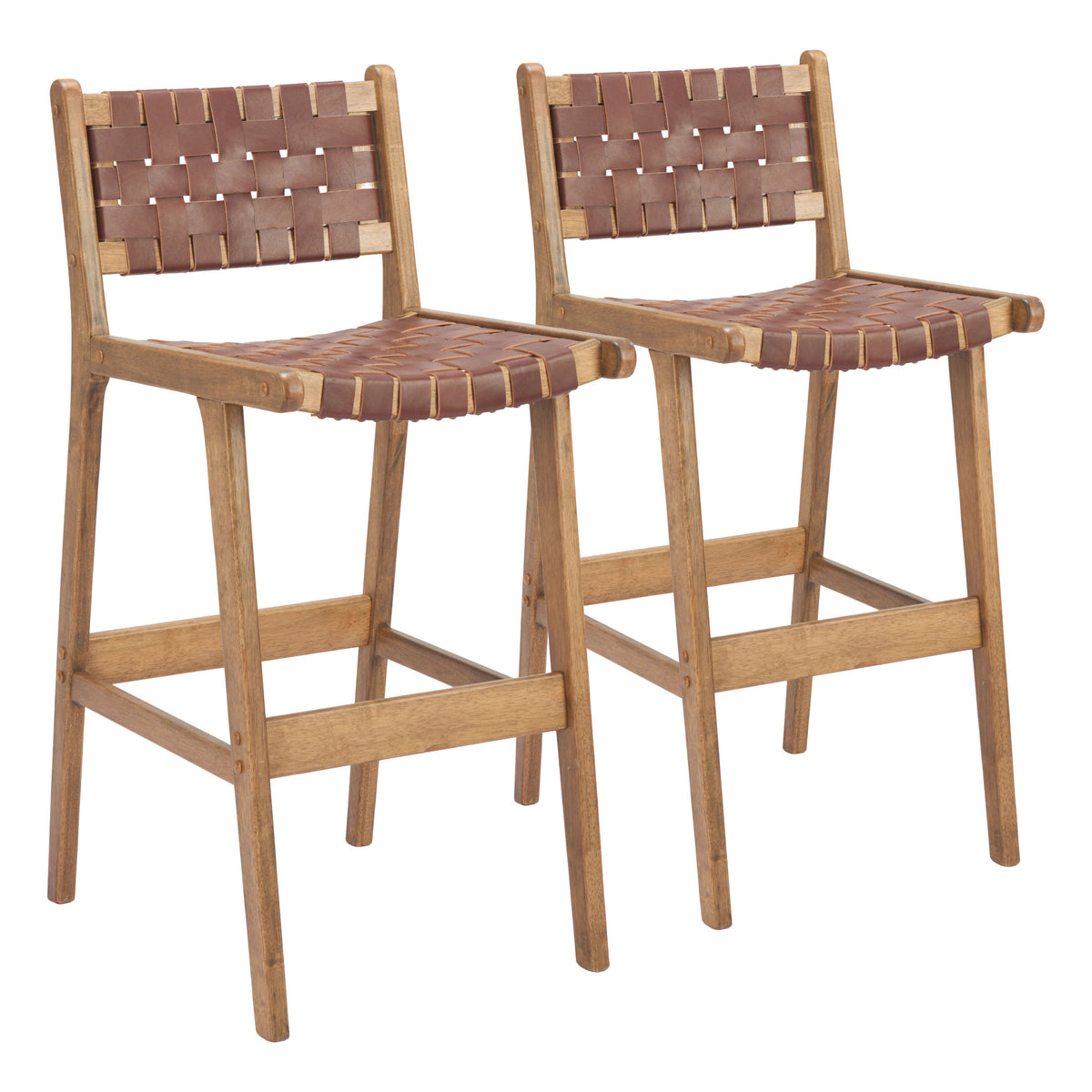Feder Barstool (Set of 2) Brown
