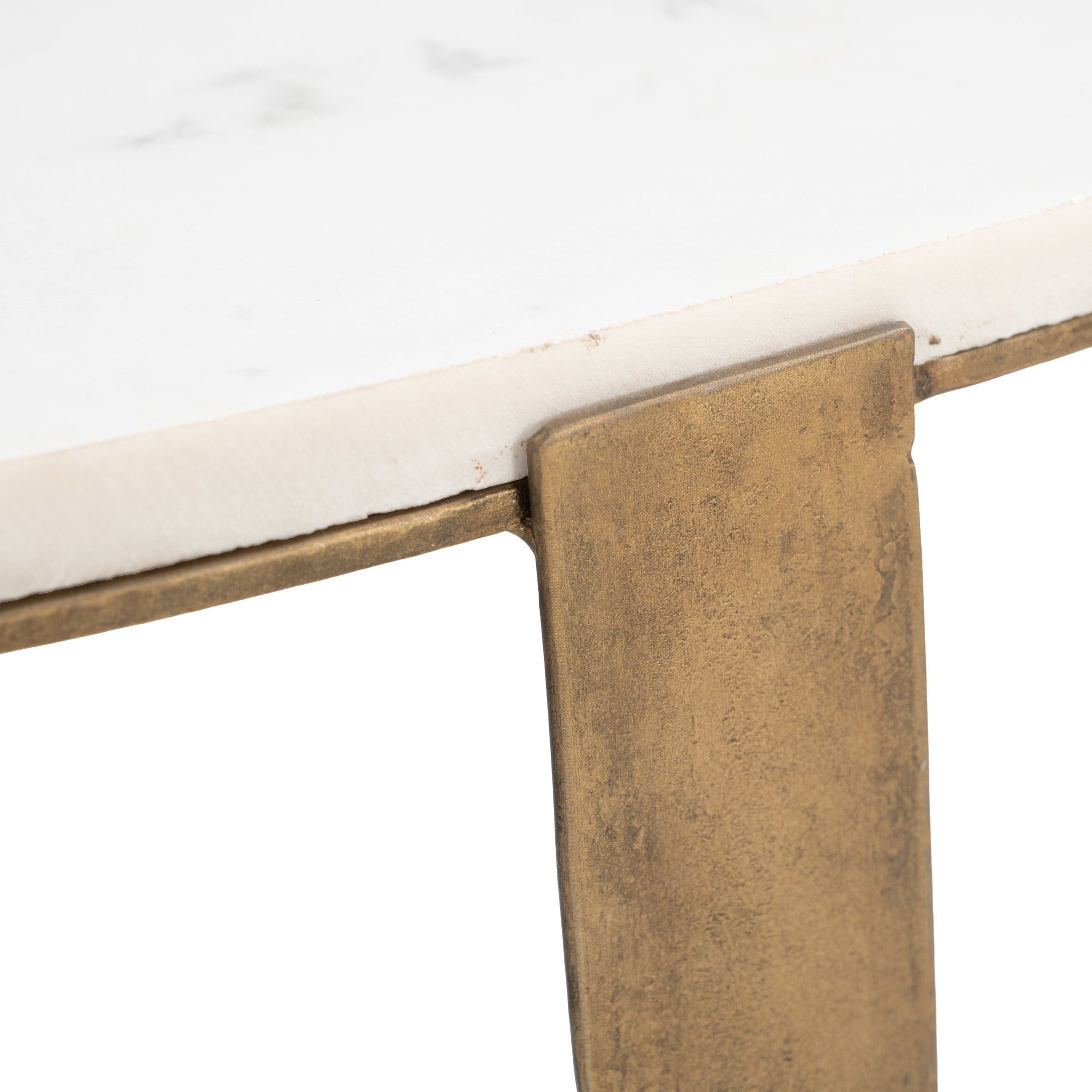 Orion Accent Table White & Brass