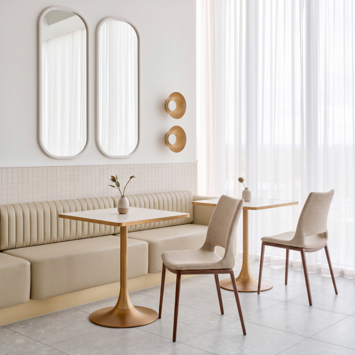 Ace Dining Chair (Set of 2) Beige & Walnut