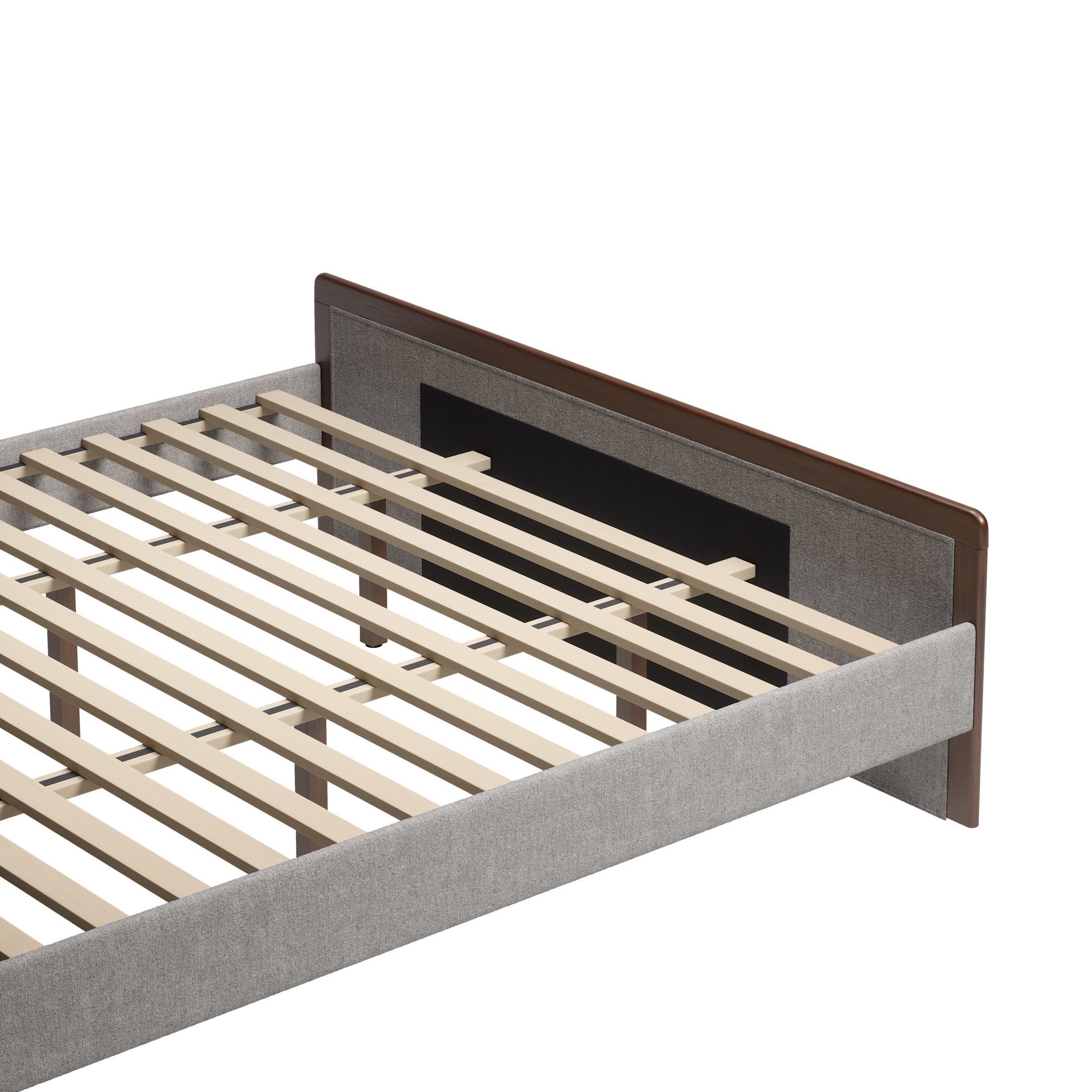 Somune King Bed Gray & Walnut