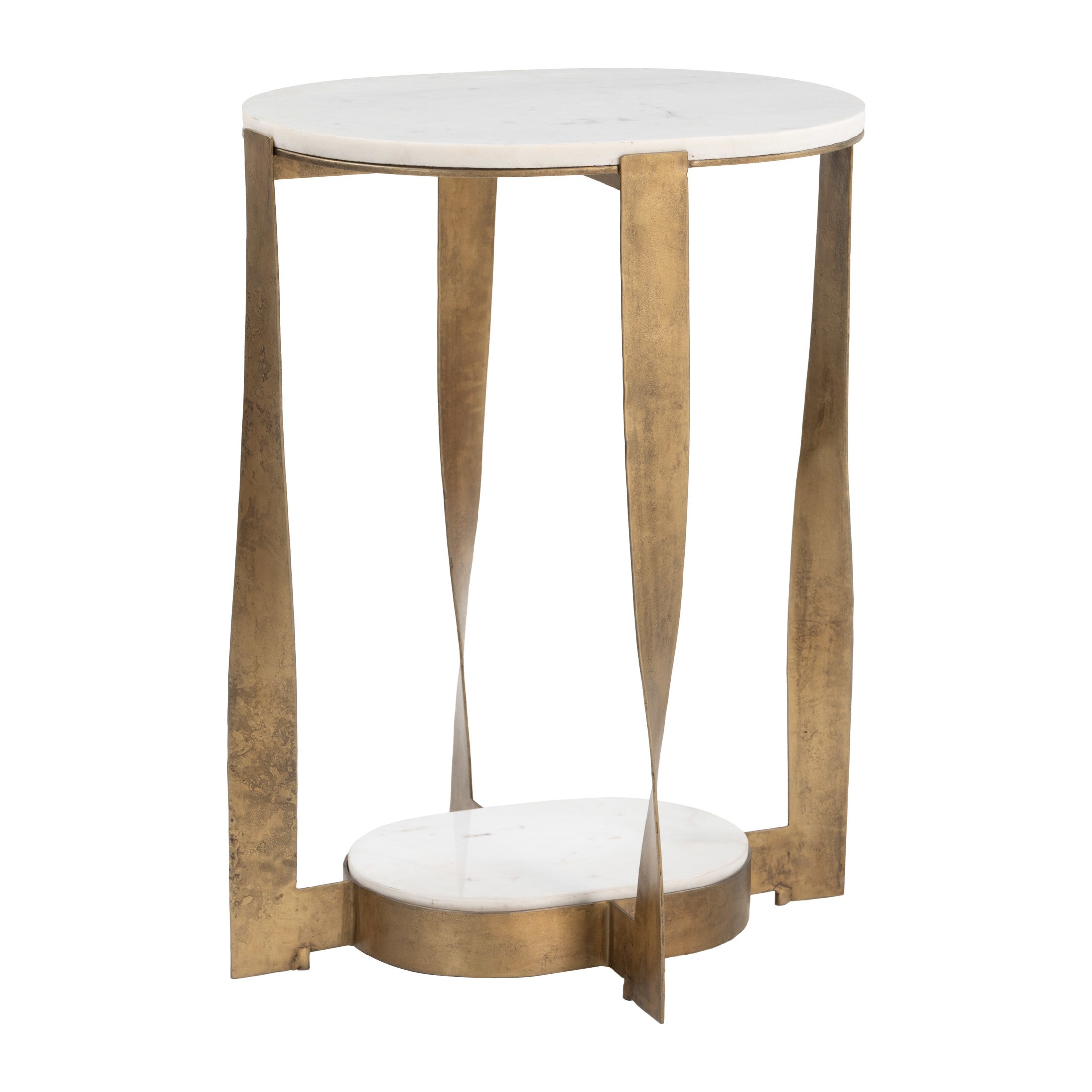 Orion Accent Table White & Brass
