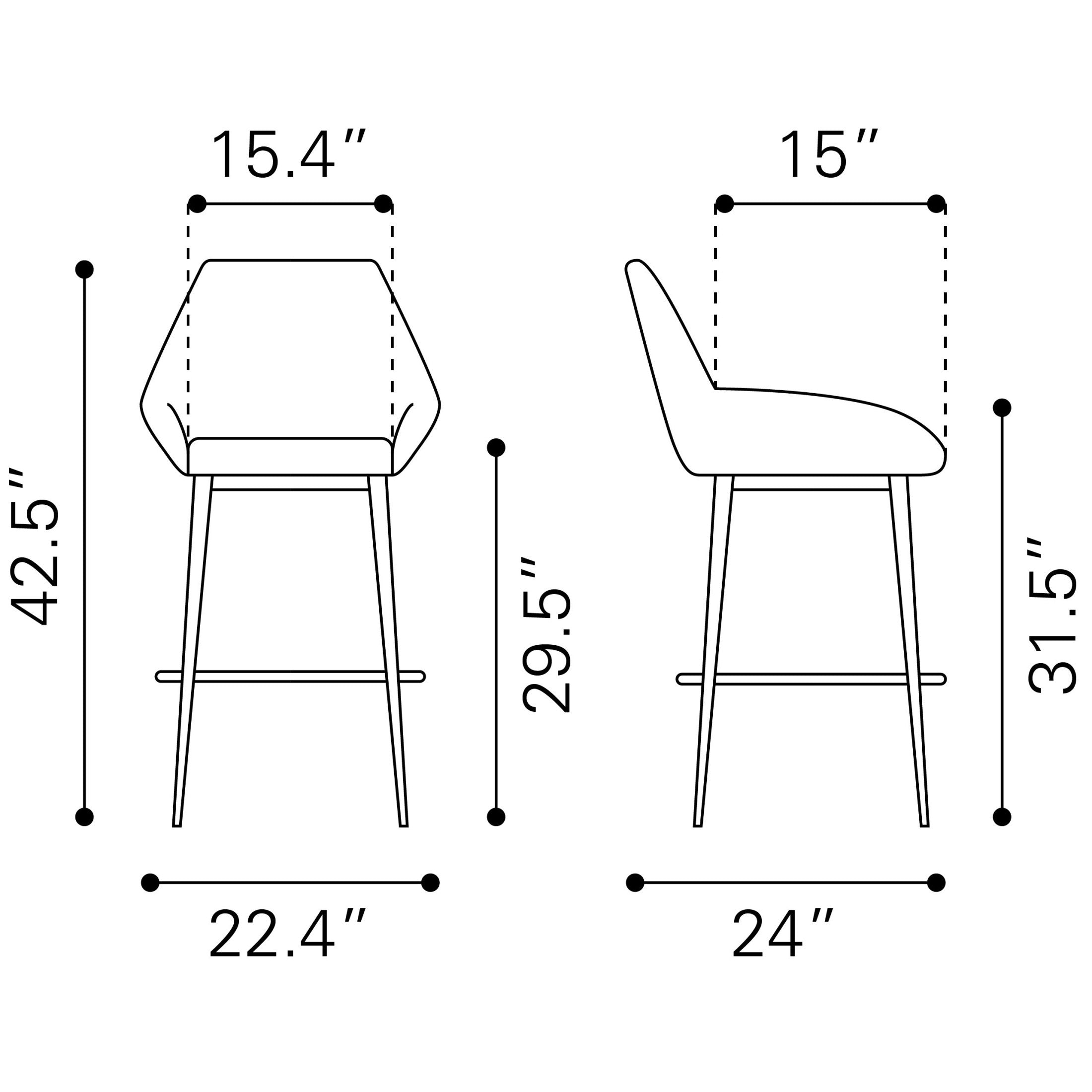 Vila Barstool (Set of 2) Gray