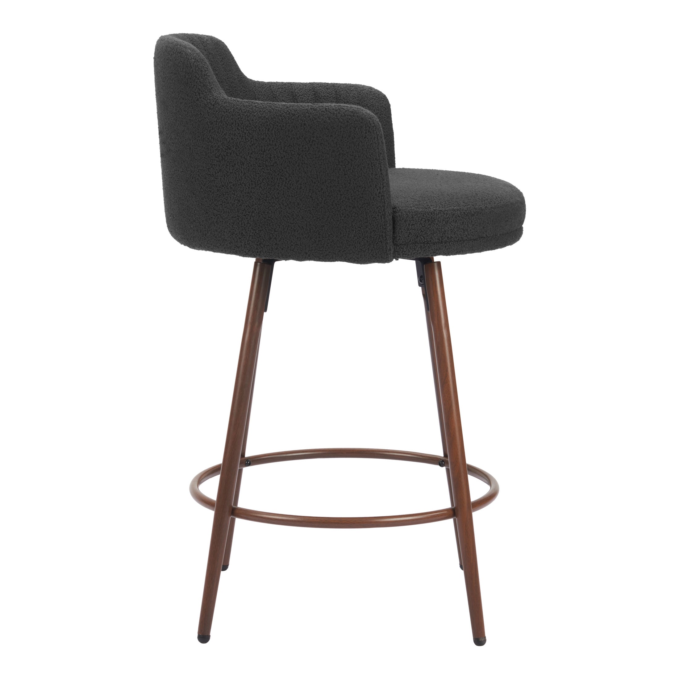 Kono Swivel Counter Stool (Set of 2) Black & Walnut