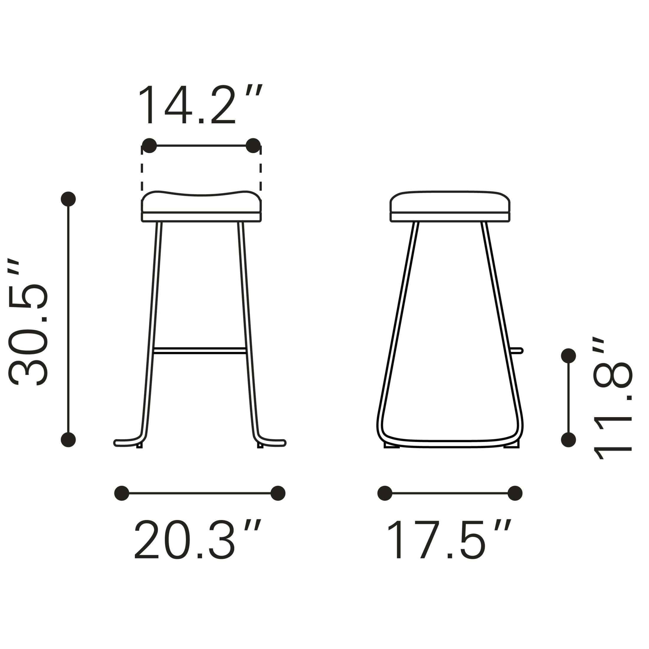 Bree Barstool (Set of 2) Burgundy & Gold