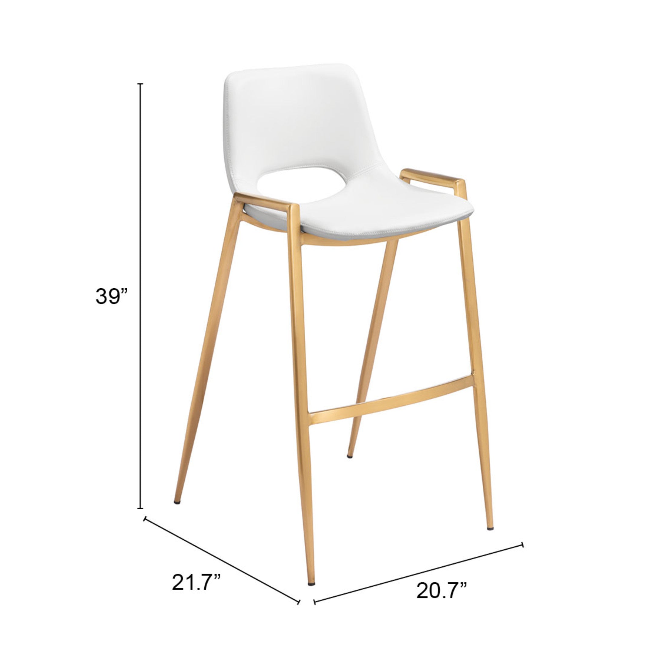 Desi Barstool (Set of 2) White & Gold
