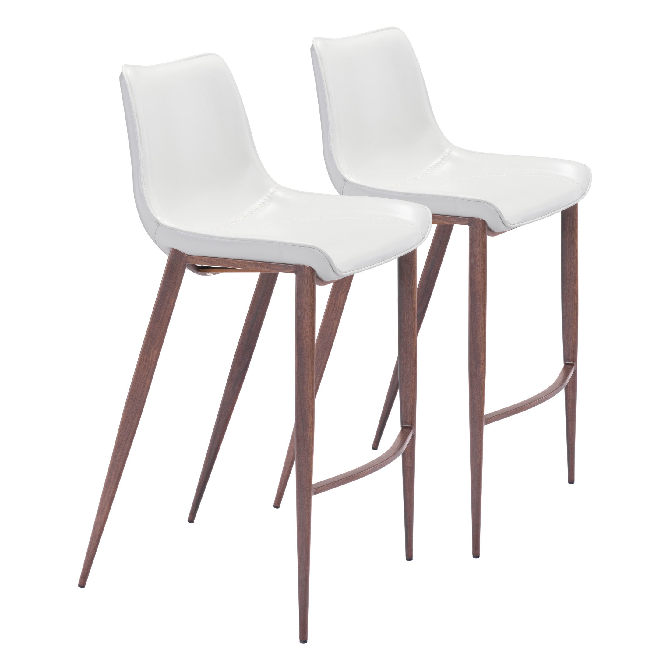 Magnus Barstool (Set of 2) White & Walnut