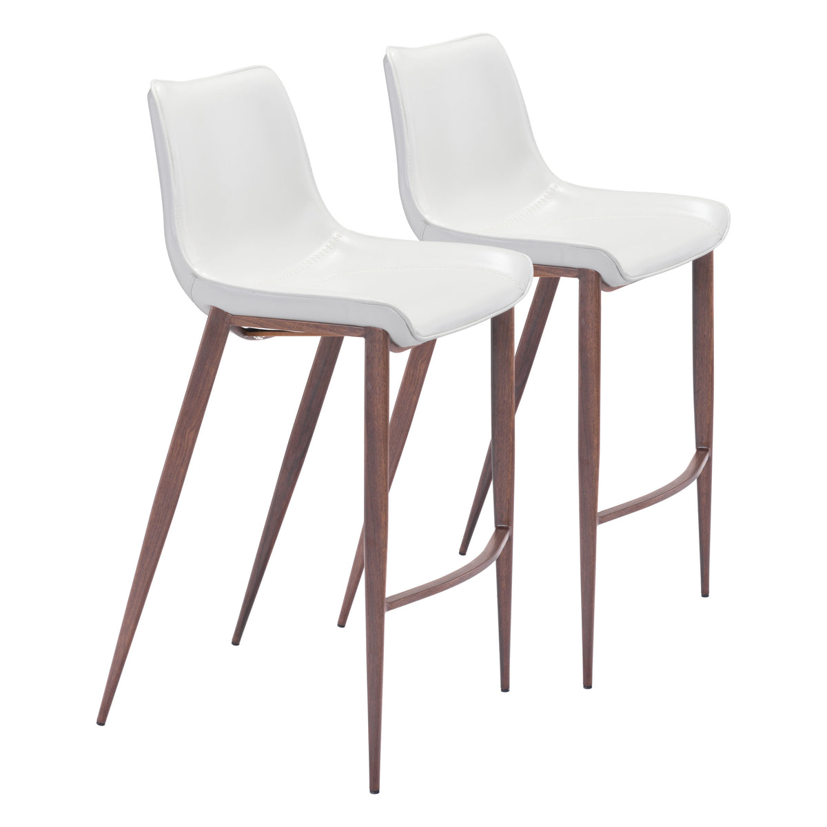 Magnus Barstool (Set of 2) White & Walnut