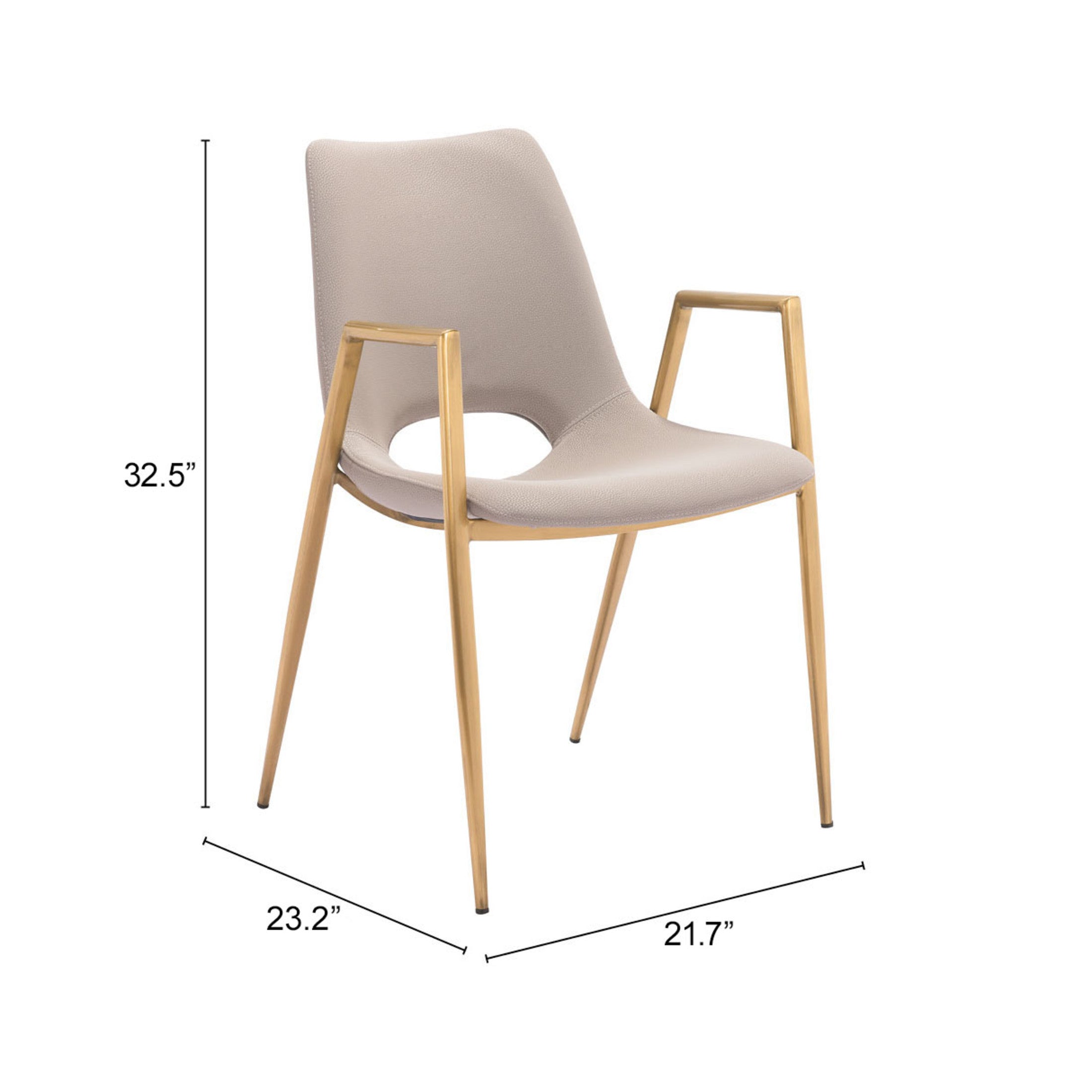 Desi Dining Chair (Set of 2) Beige & Gold
