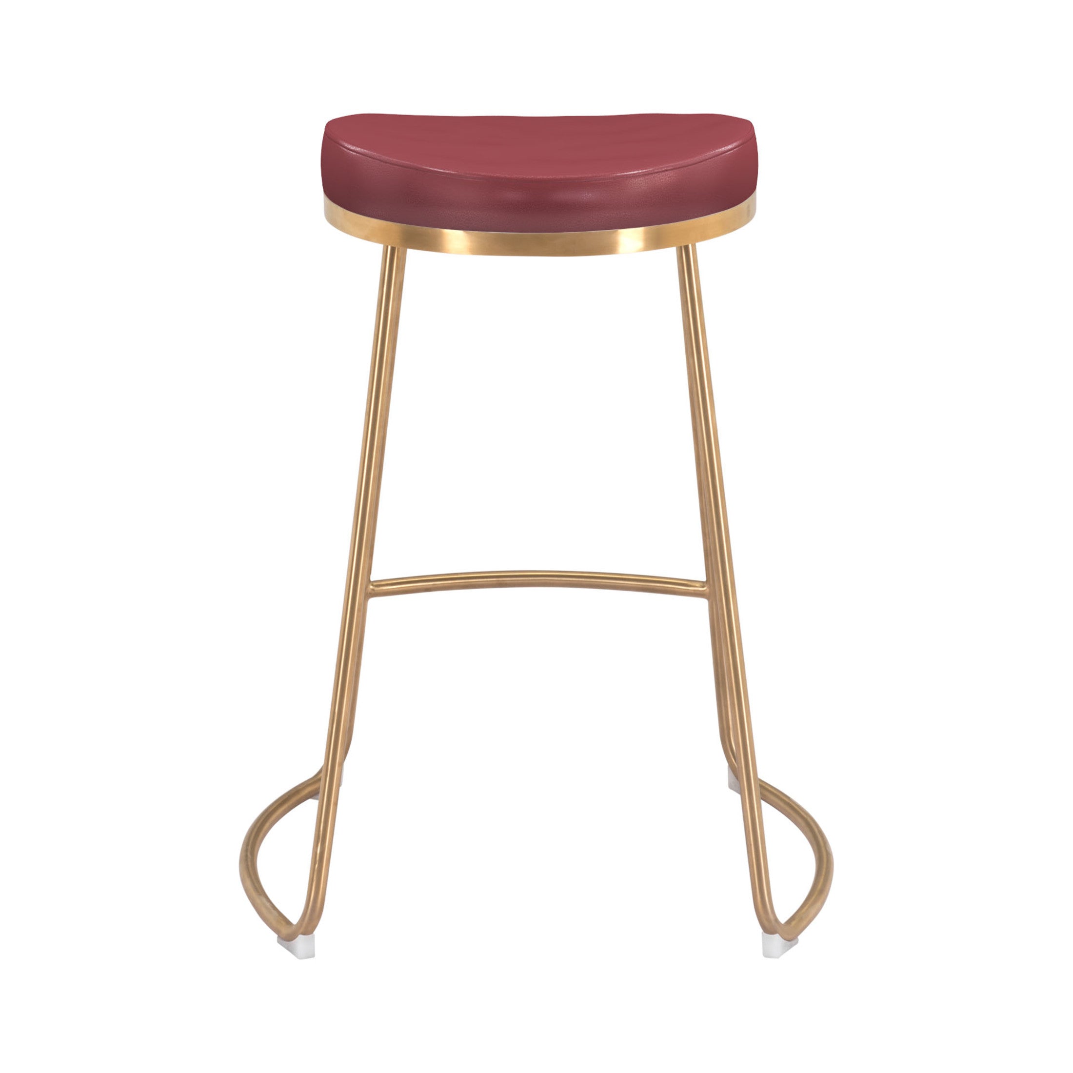 Bree Counter Stool (Set of 2) Burgundy & Gold
