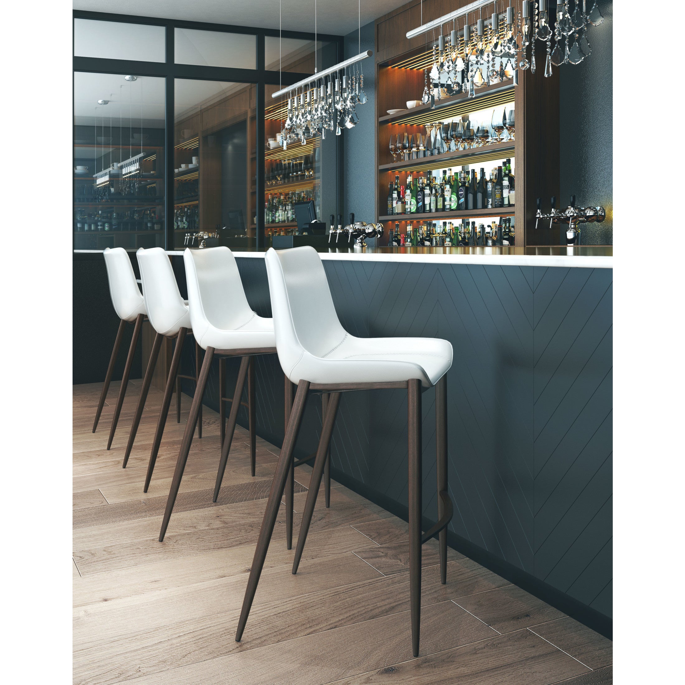 Magnus Barstool (Set of 2) White & Walnut