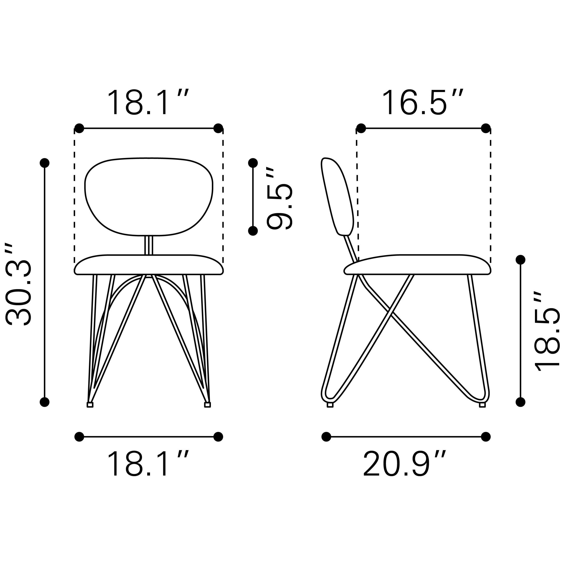 Novi Dining Chair (Set of 2) Maroon Brown