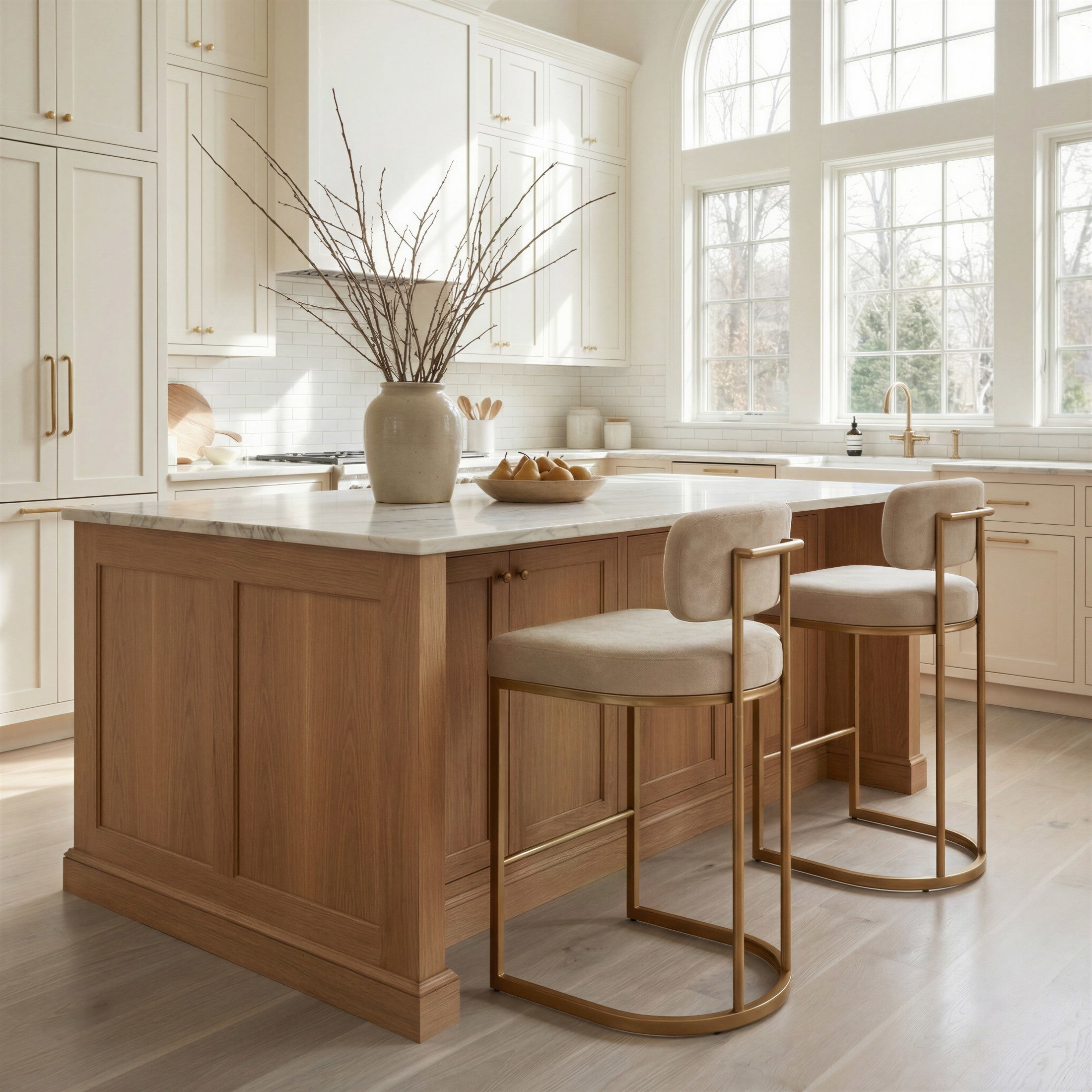 Velar Counter Stool (Set of 2) Beige & Bronze