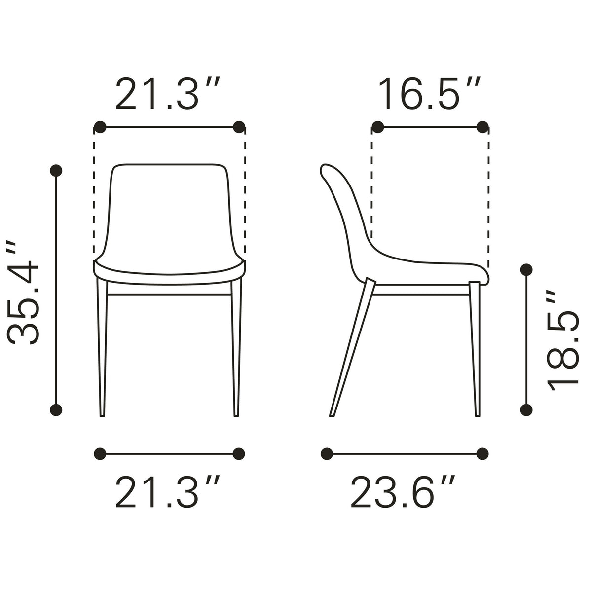Magnus Dining Chair (Set of 2) White & Walnut