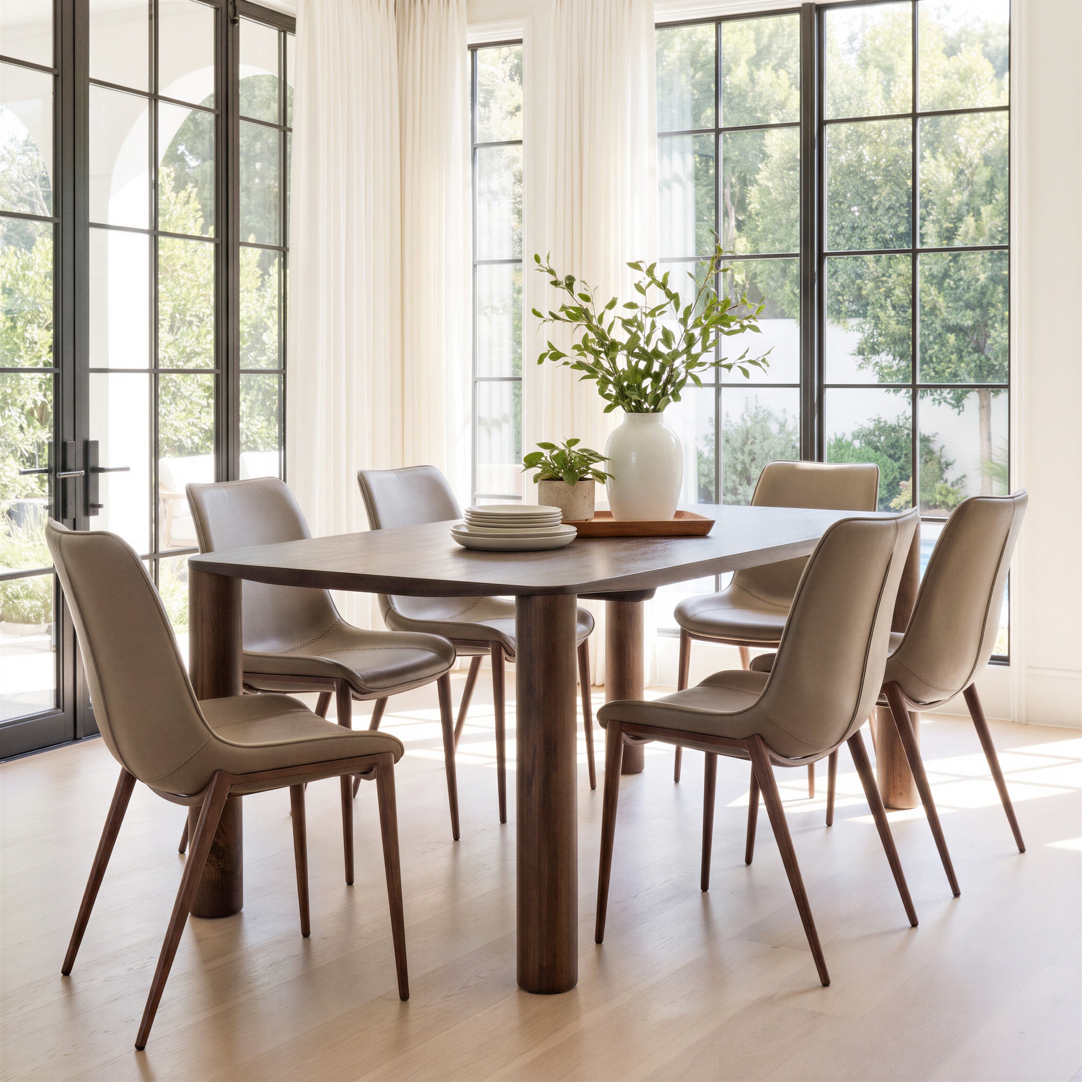 Magnus Dining Chair (Set of 2) Brown & Walnut